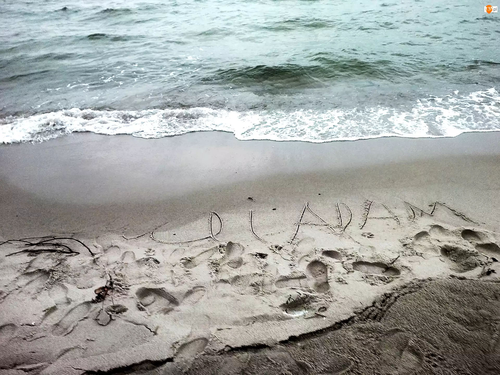 Napis, Morze, Plaża