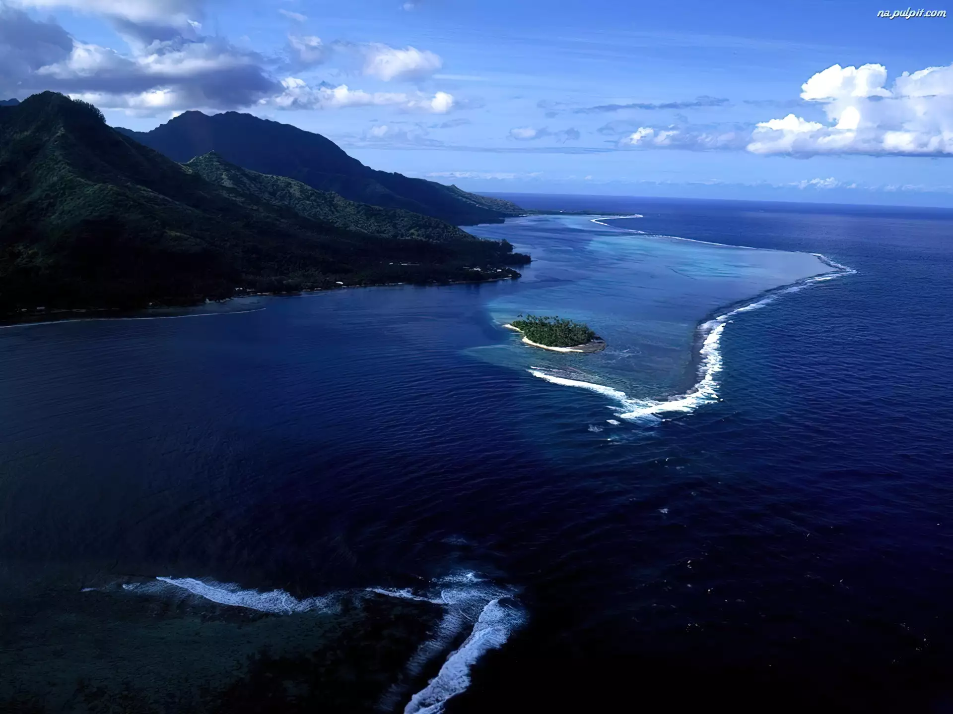 Ocean, Tahiti, Góry, Wysepka
