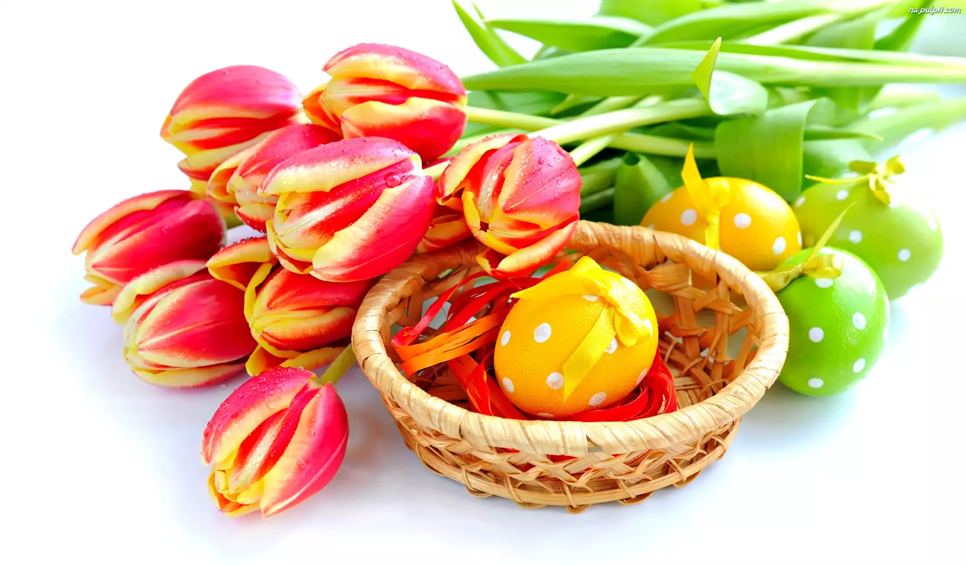 Tulipany, Koszyk, Wielkanocne, Jajka