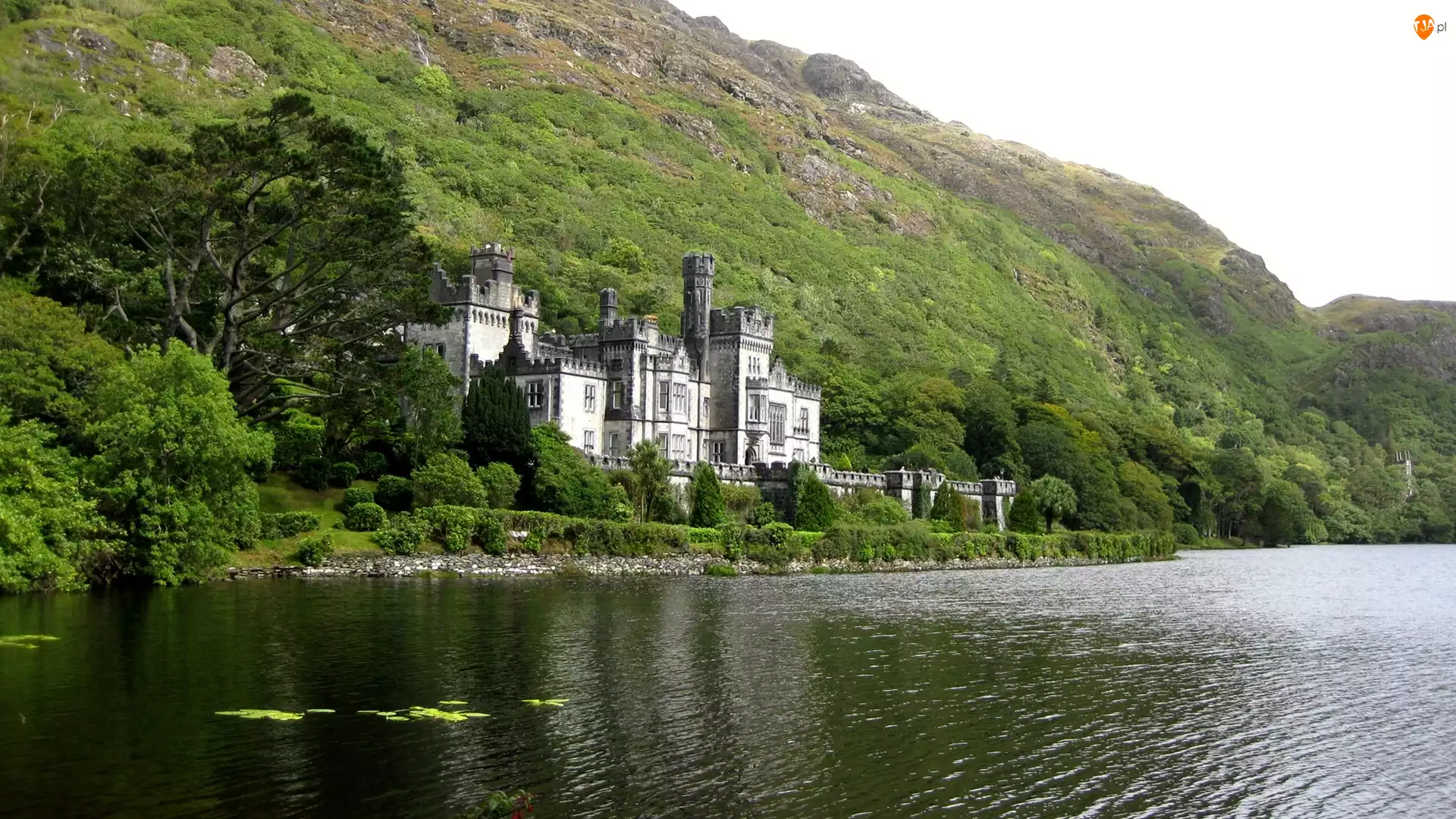 Irlandia, Jezioro, Kylemore Abbey, Zamek, Góry