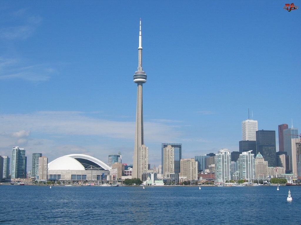 Wieża, Panorama, Toronto, Woda