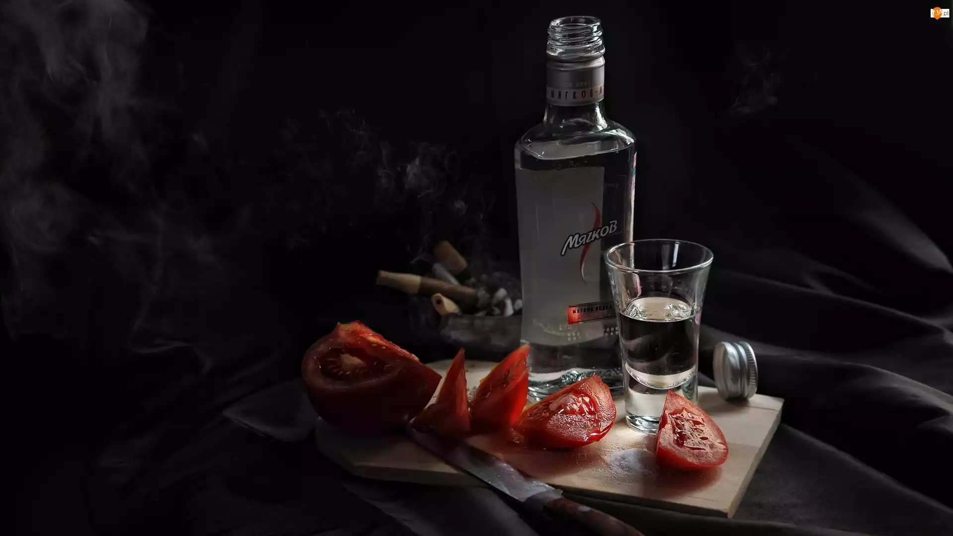 Butelka, Pomidory, Wódki, Kieliszek