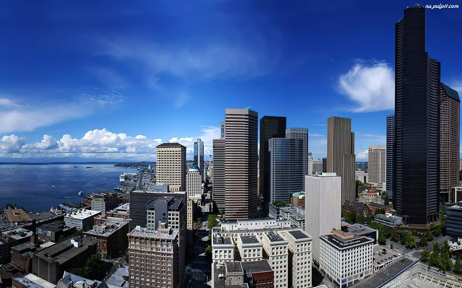 Wieżowce, Panorama, Miasta, Seattle