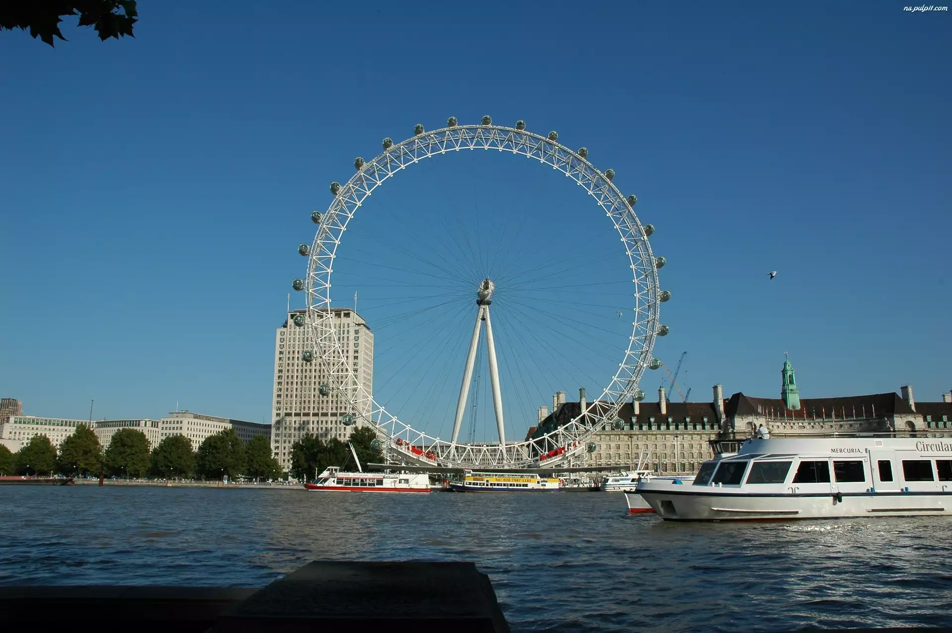 Statek, Londyn, Tamiza, Rzeka, London Eye