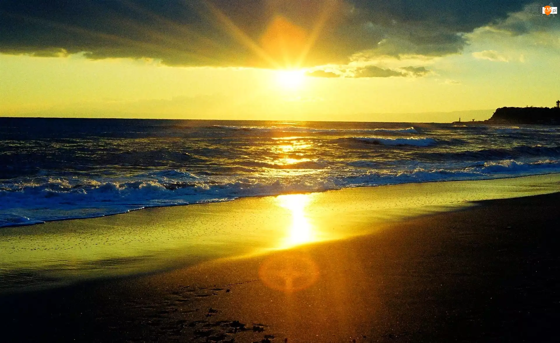 Morze, Słońca, Plaża, Zachód