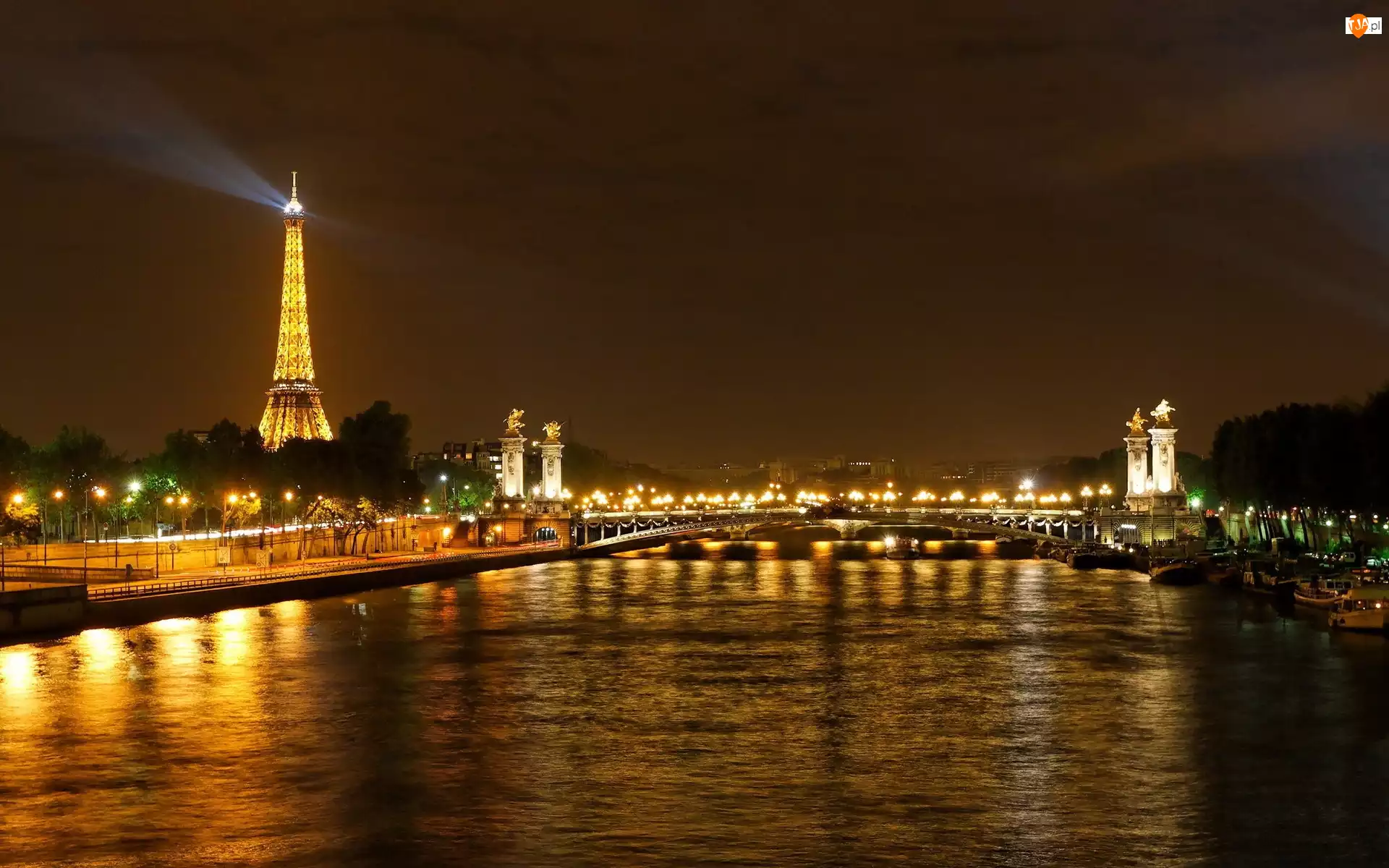 Wieża Eiffla, Most, Paryż, Sekwana