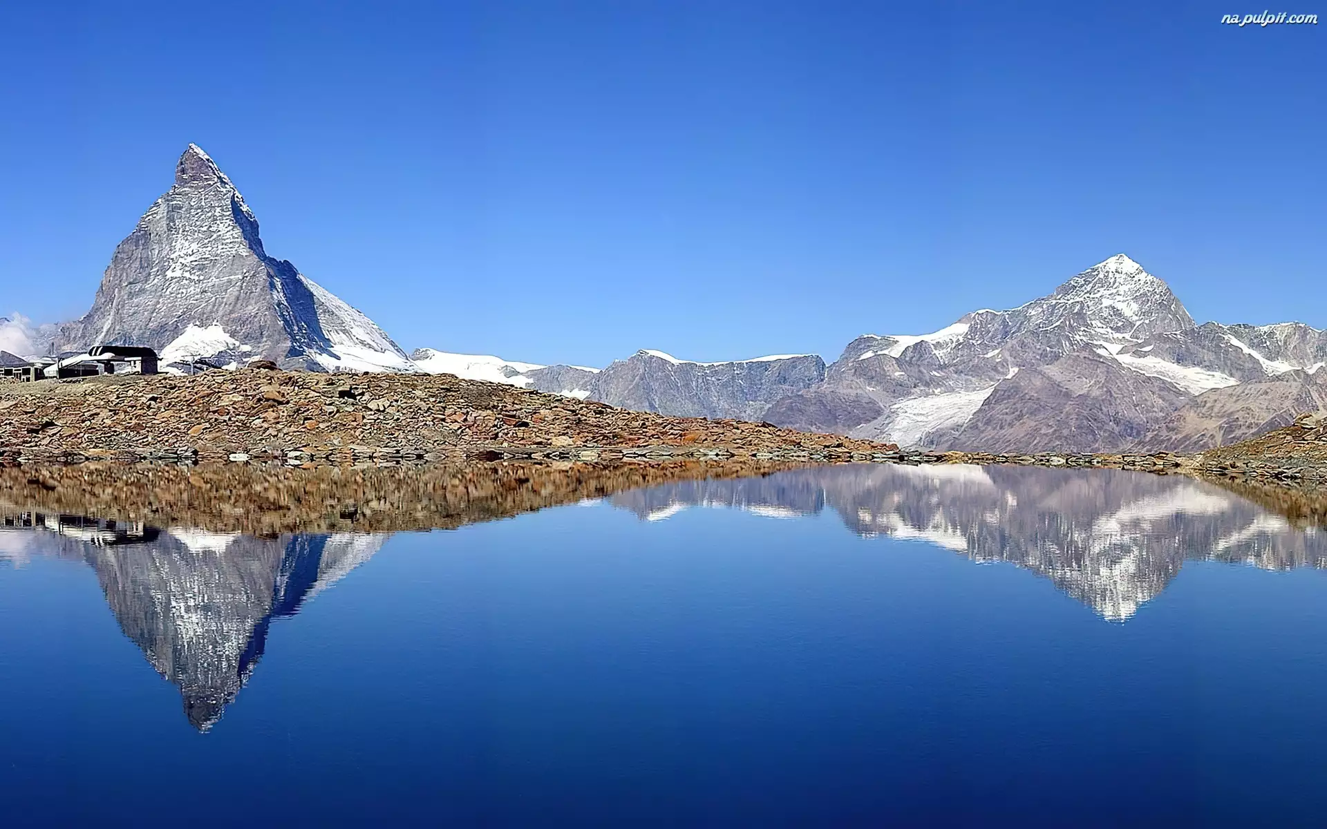Szwajcarja, Jezioro, Odbicie, Góry, Matterhorn