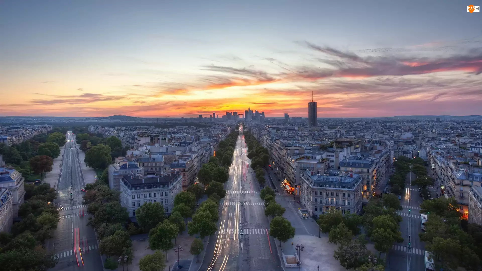 Zachód Słońca, Paryż, Miasta, Panorama, Ulice