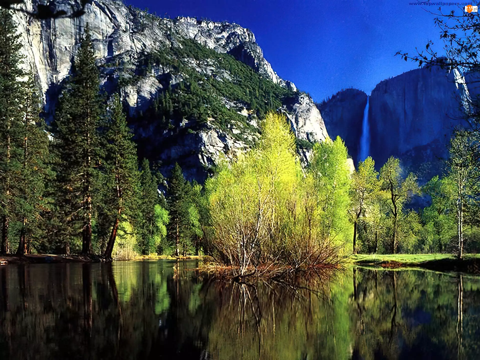 Kalifornia, Jezioro, Drzewa, Góry, Yosemite