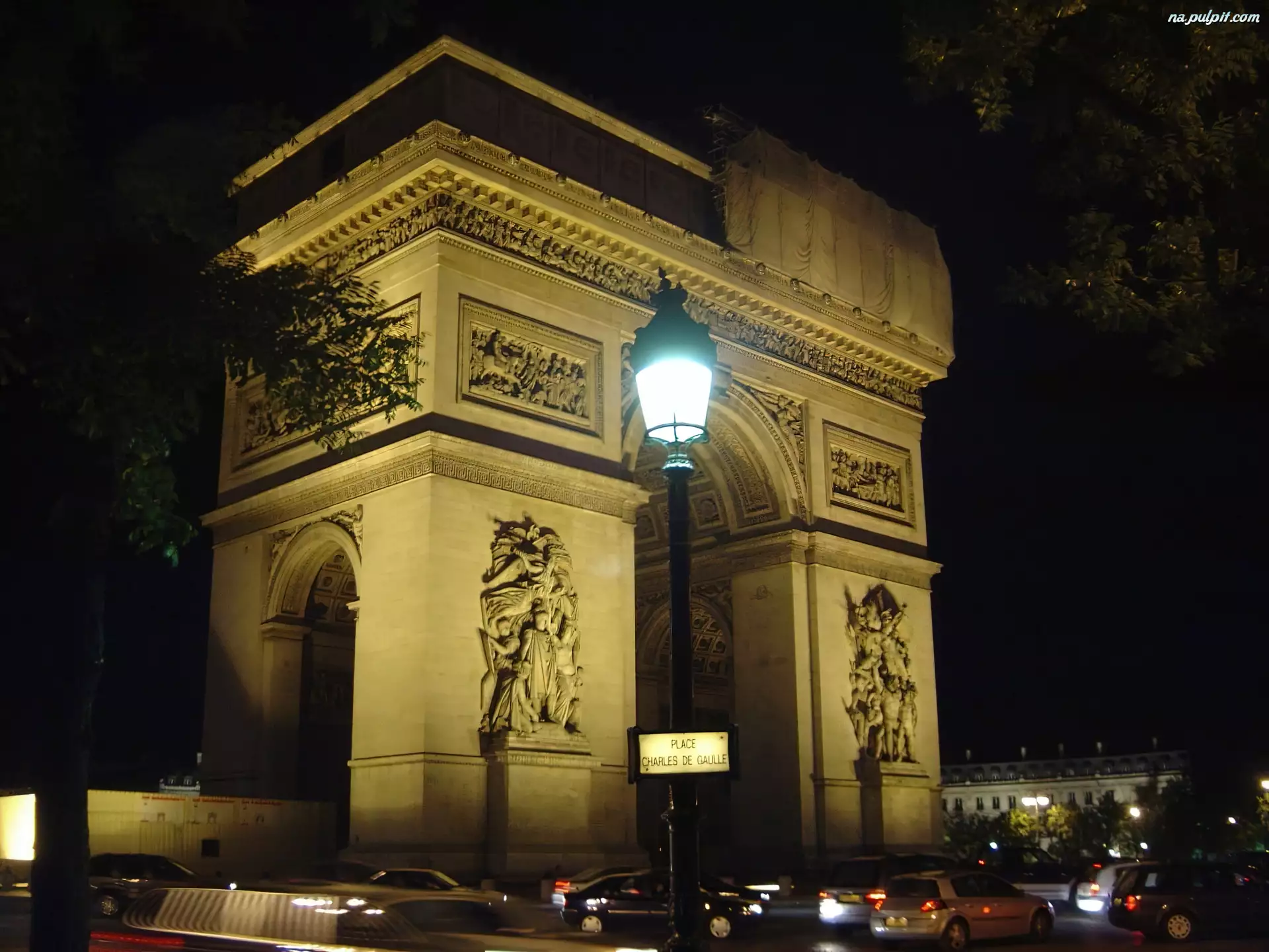 Łuk Triumfalny, Noc, Paryż, Francja
