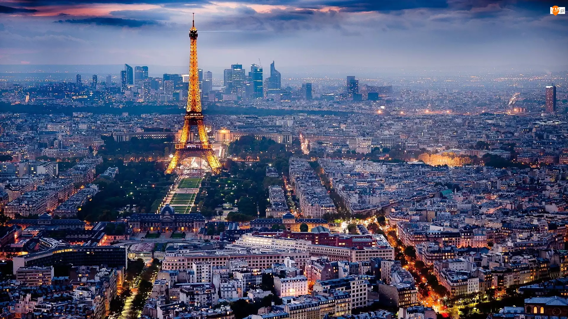 Widok, Paryż, Eiffla, Wieża, Miasta