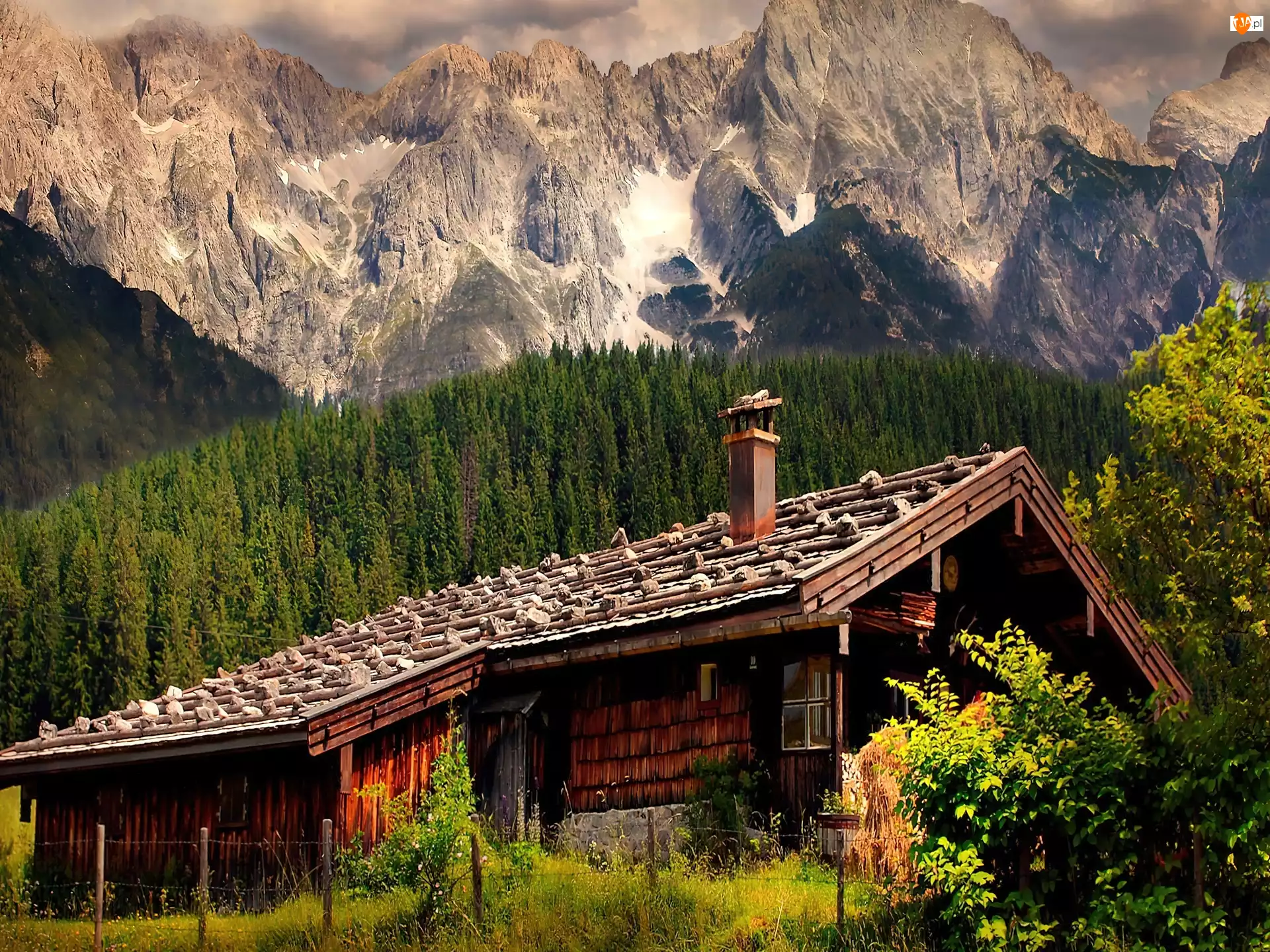 Dom, Góry, Las, Drewniany