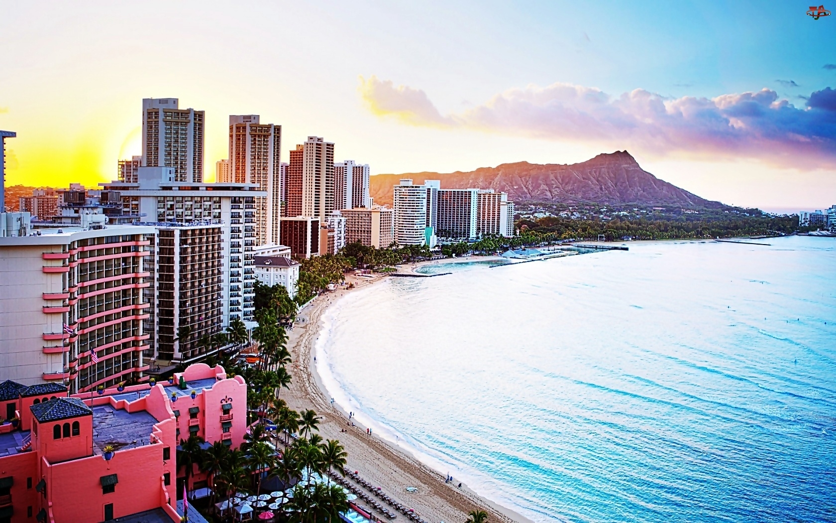 Honolulu, Waikiki, Morze, Plaża