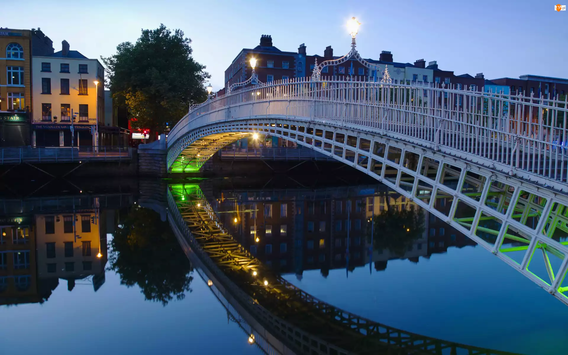 Irlandia, Rzeka, Most, Domy, Dublin