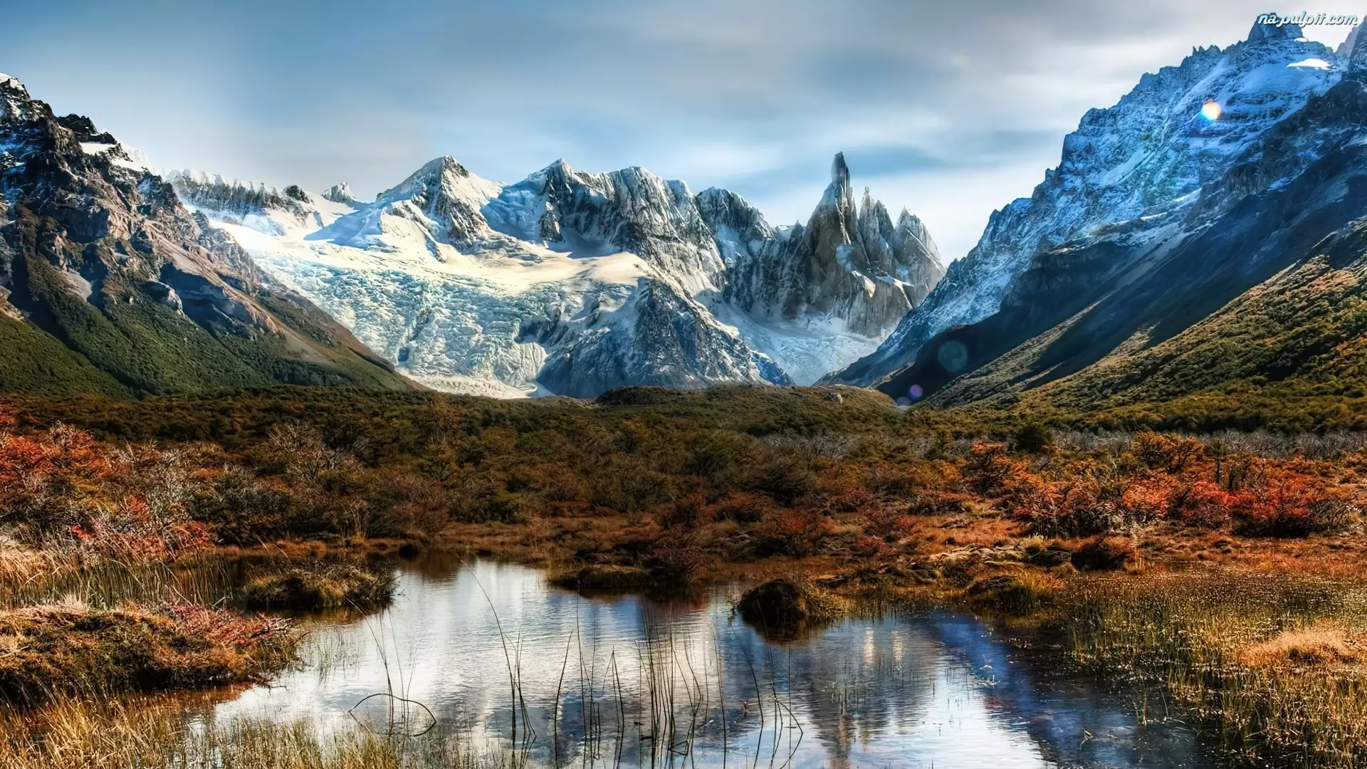 Trawy, Argentyna, Woda, Góry, Patagonia