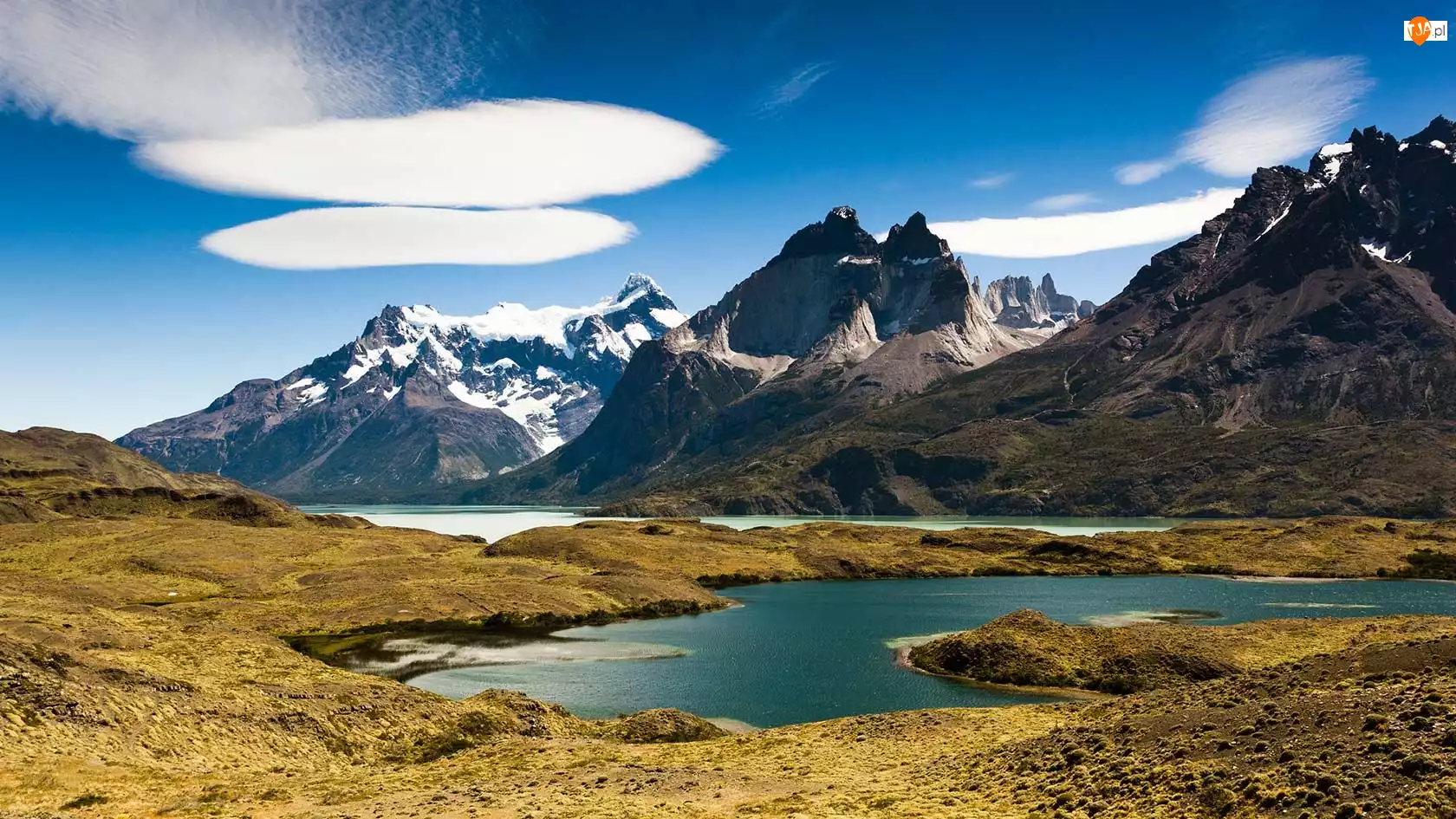 Argentyna, Góry, Chmurki, Jezioro
