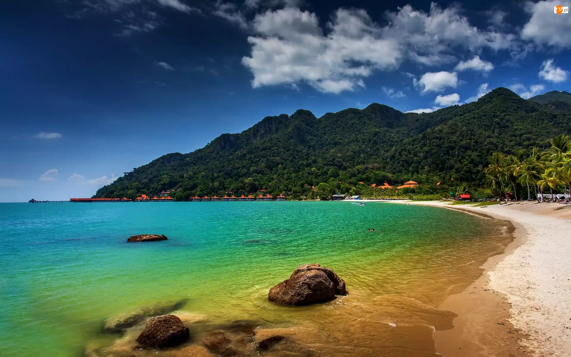 Morze Andamańskie, Góry, Langkawi, Wybrzeże, Malezja, Plaża