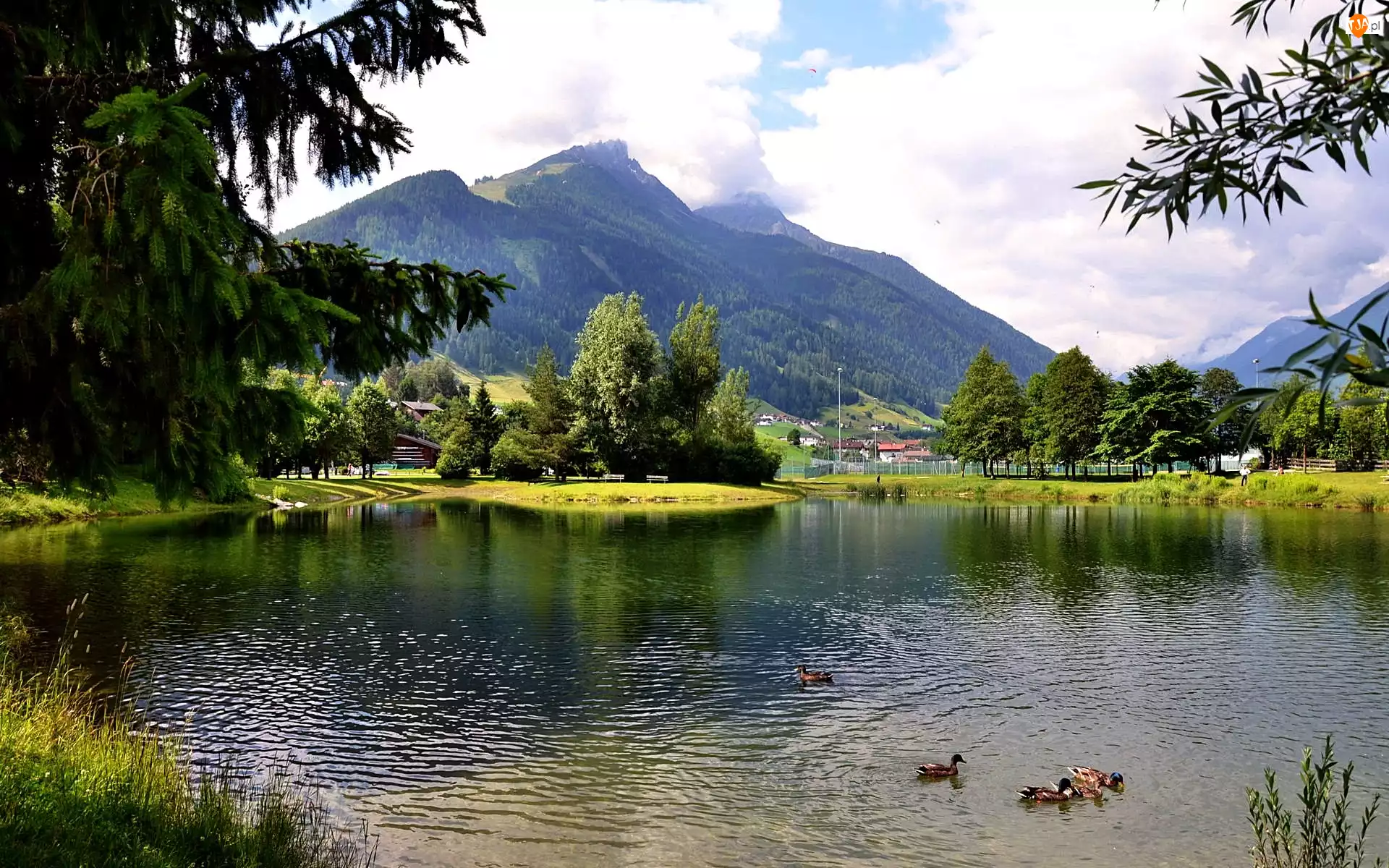 Austria, Jezioro, Góry, Alpy