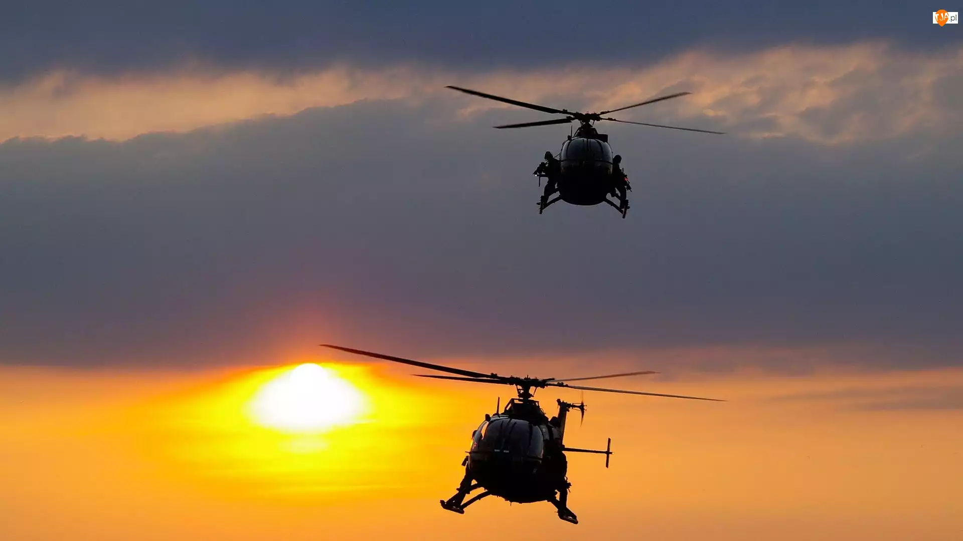 Słońca, Helikoptery, Zachód