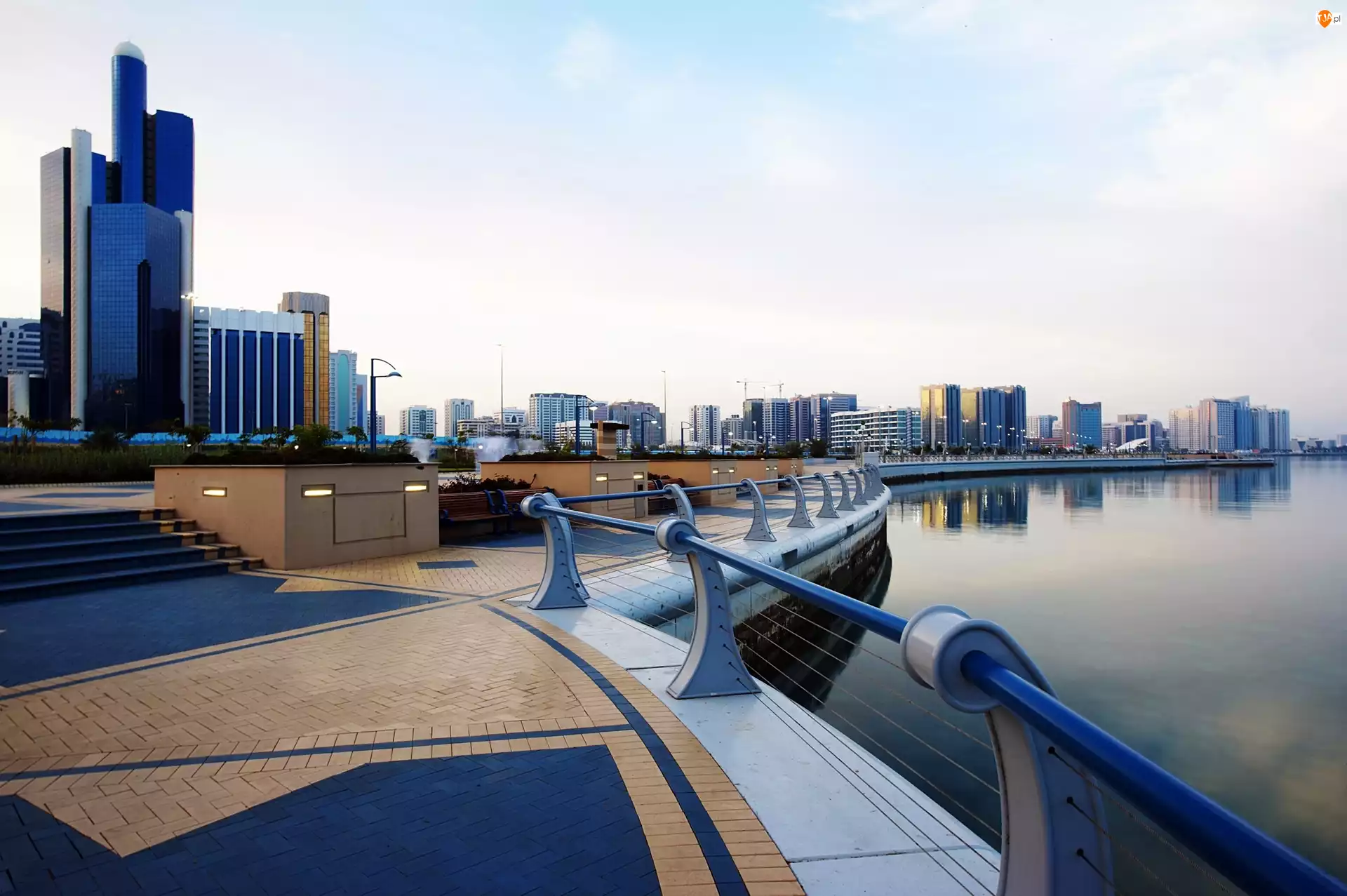 Panorama, Dhabi, Nabrzeże, Morze, Abu