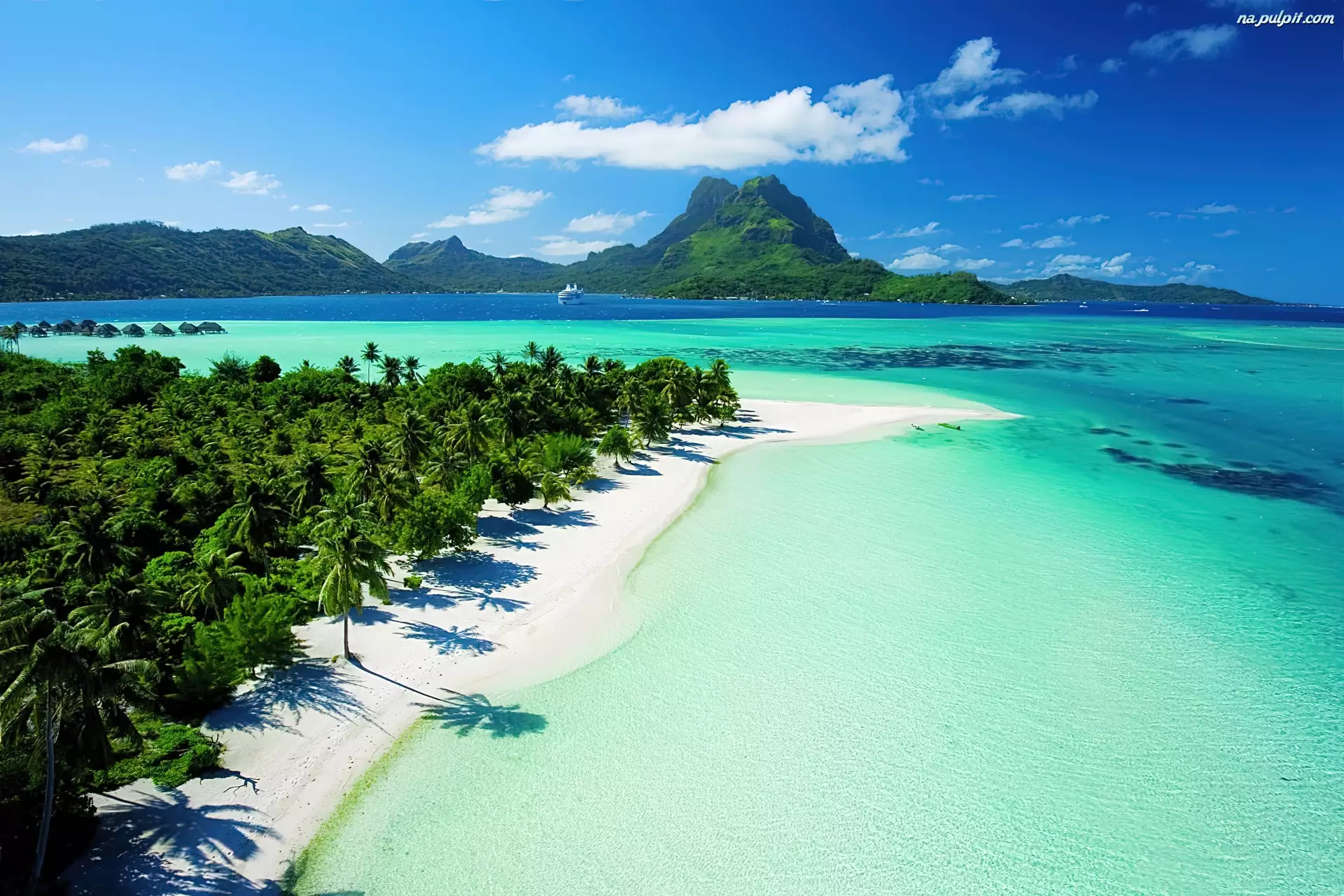 Ocean, Bora Bora, Plaża, Wyspa