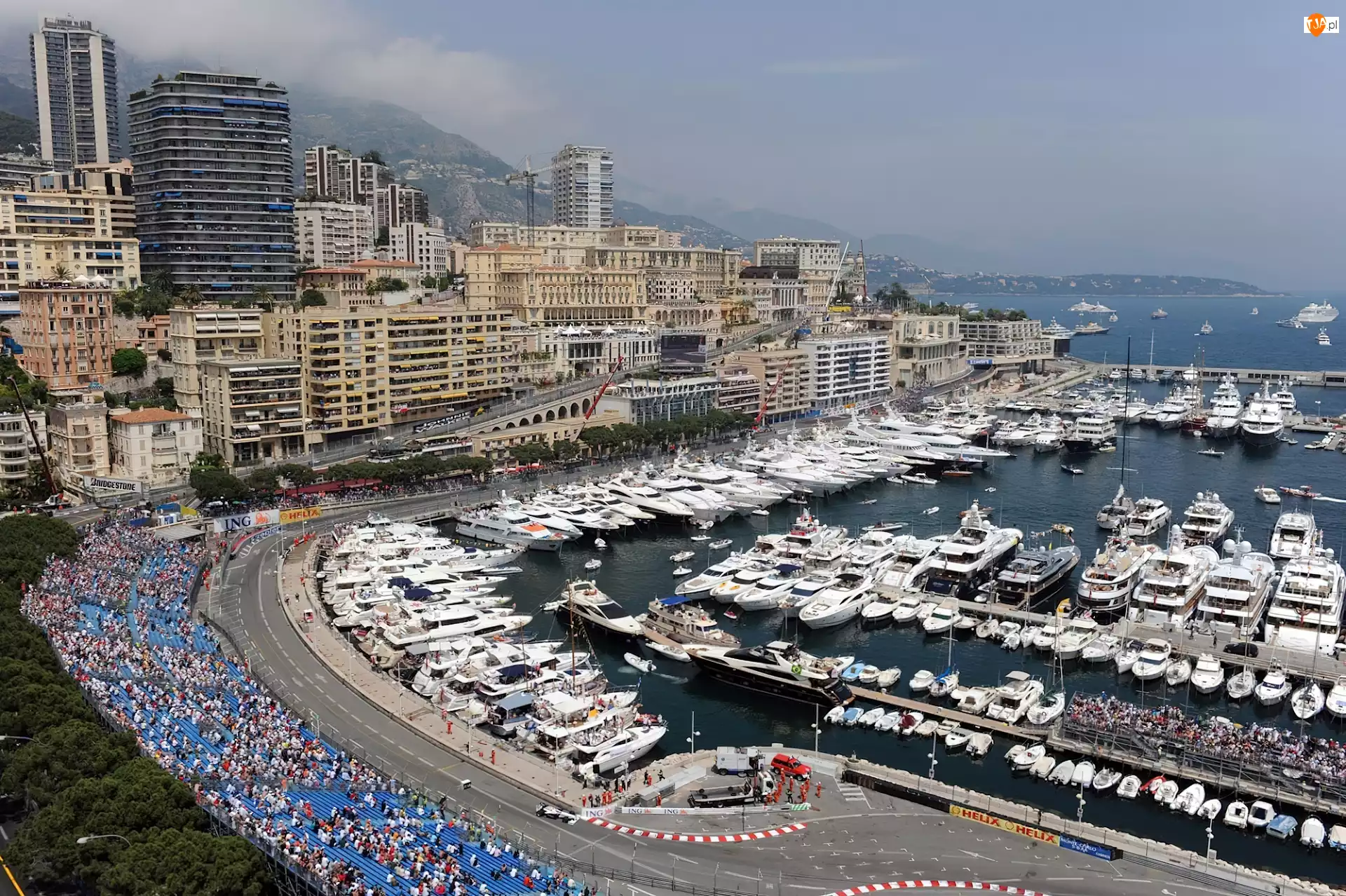 Panorama, Monako, Port, Statki, Miasta, Jachty