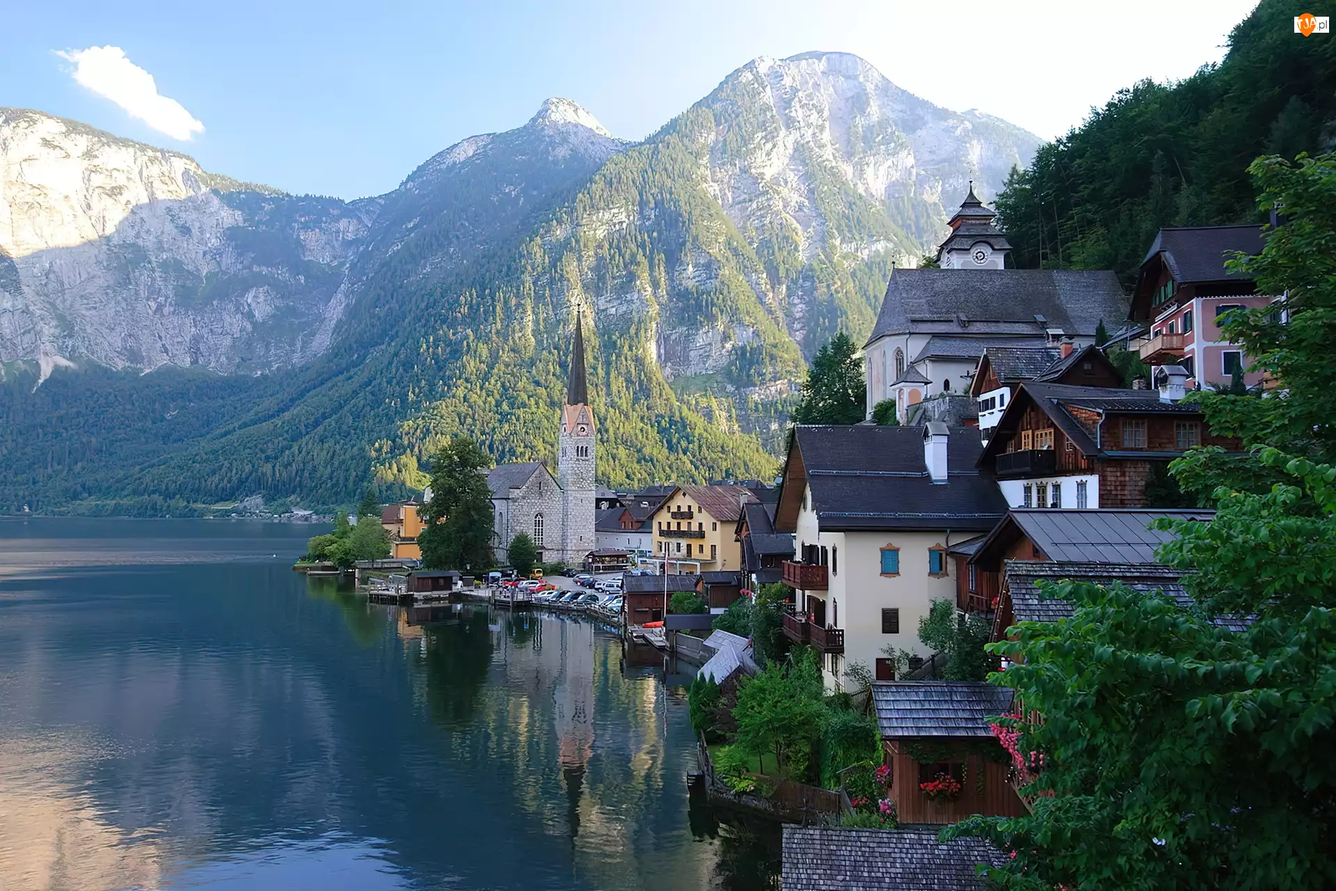 Zabudowanie, Austria, Góry, Jezioro, Hallstatt