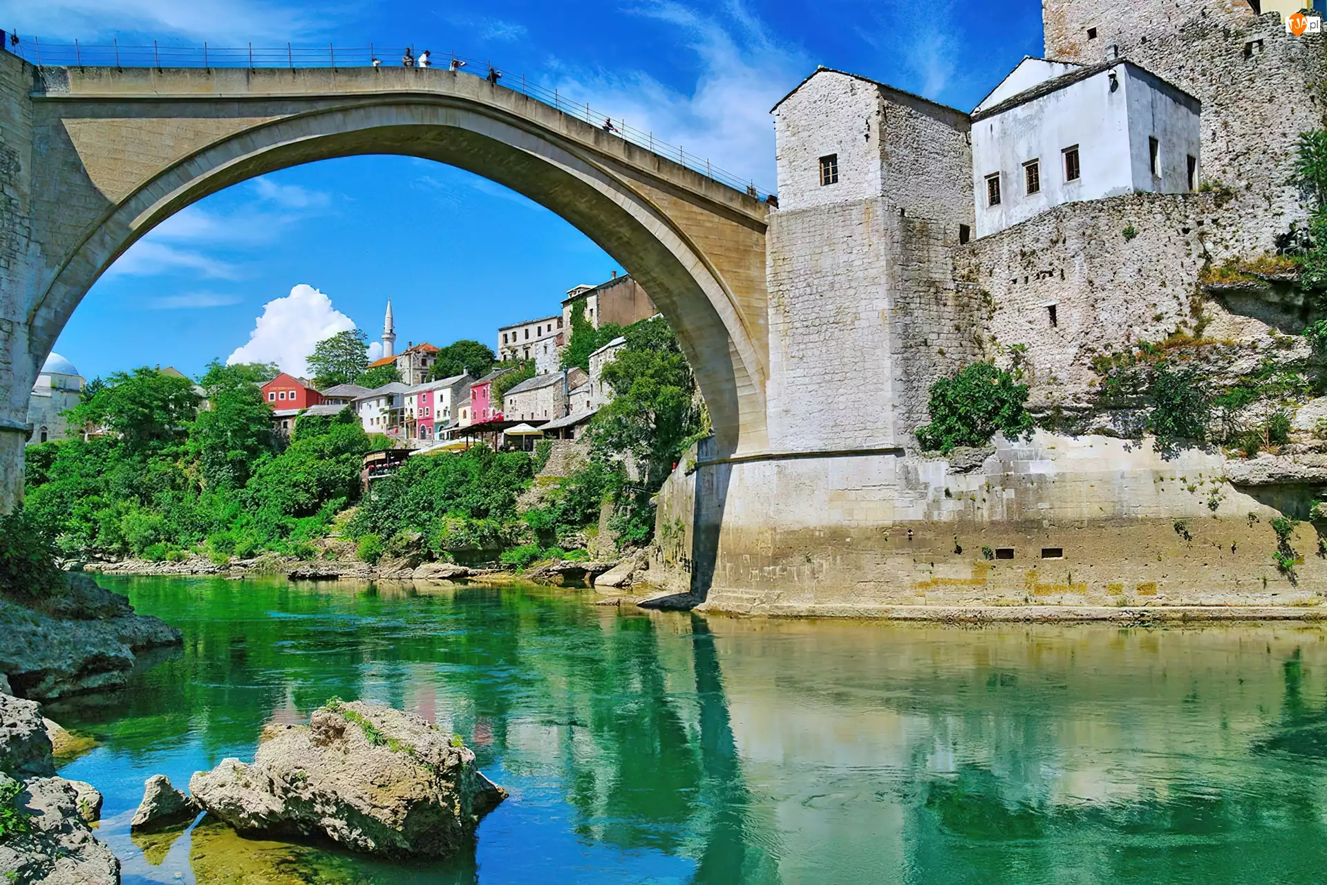 Bośnia i Hercegowina, Rzeka, Stary Most, Domy, Mostar