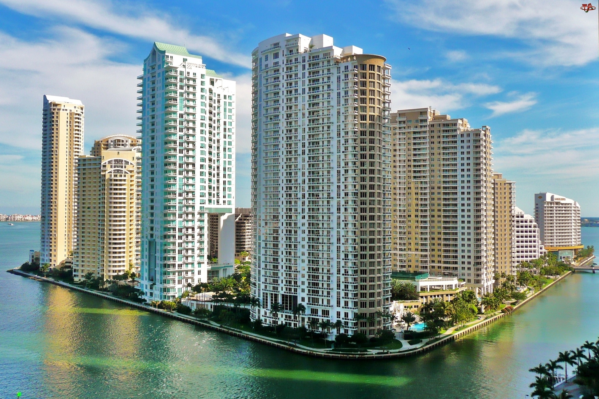 Wieżowce, Miami, Brickell Key, Florida