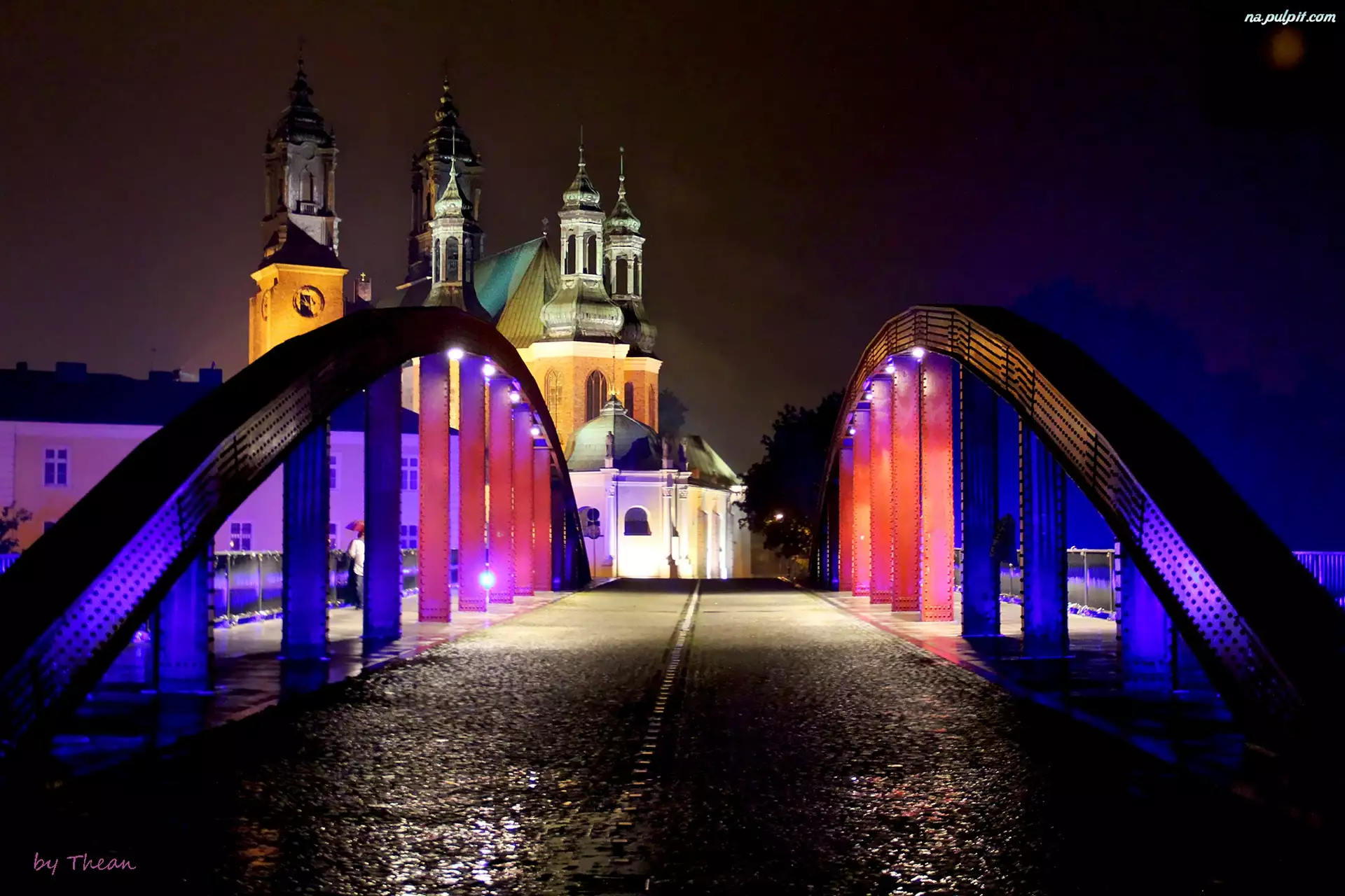 Poznań, Katedra Poznańska, Most Jordana, Noc