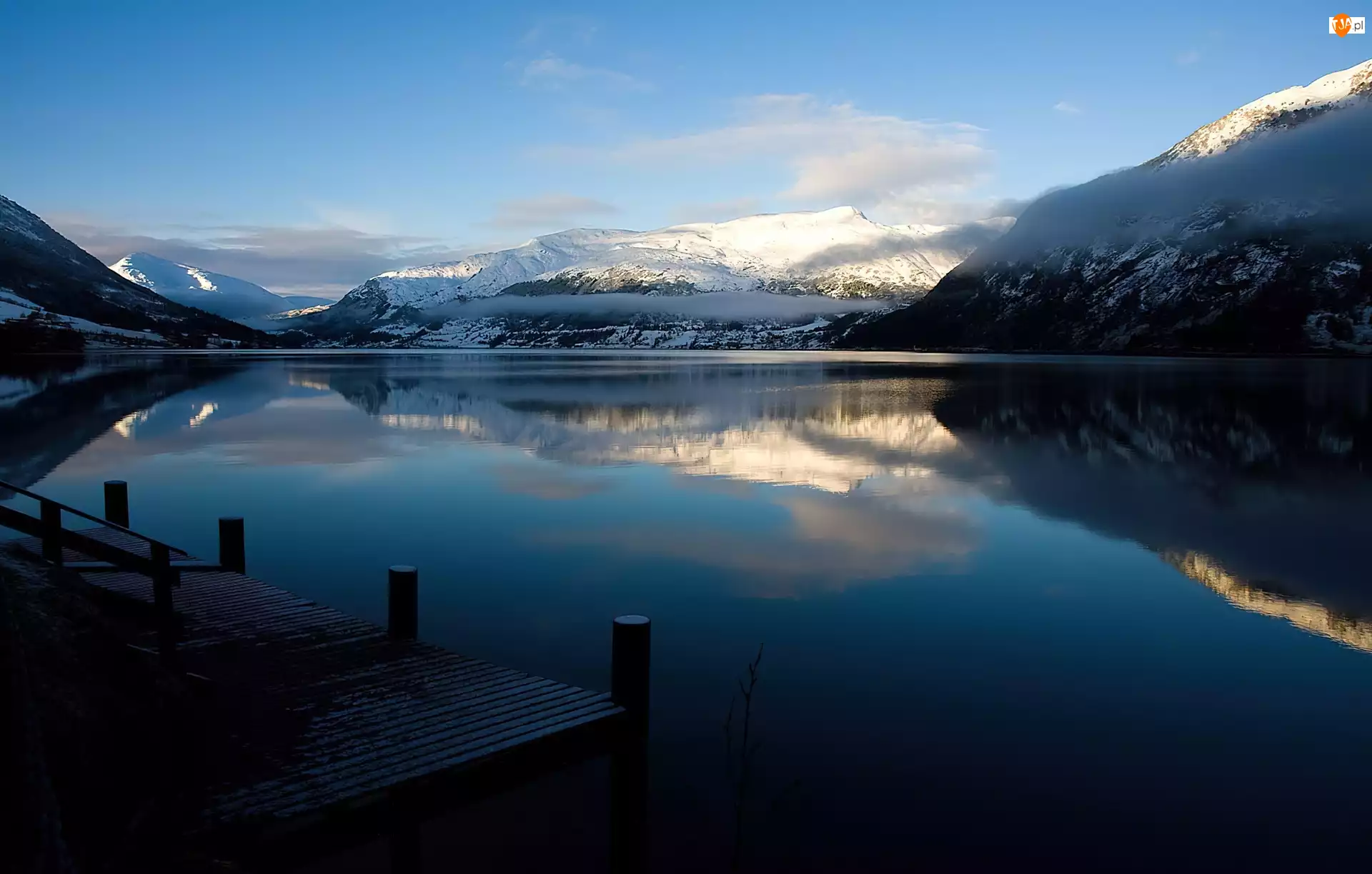 Norwegia, Jezioro, Pomost, Góry, Jolstravatnet