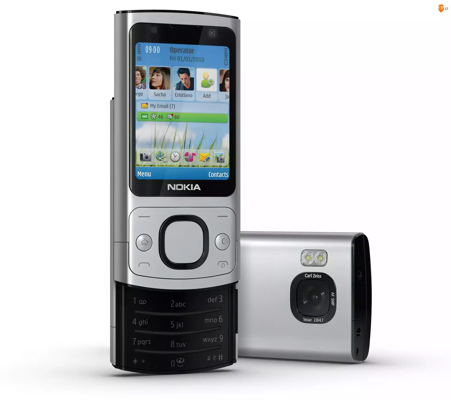 Nokia 6700 slide, Tył, Srebrna, Przód