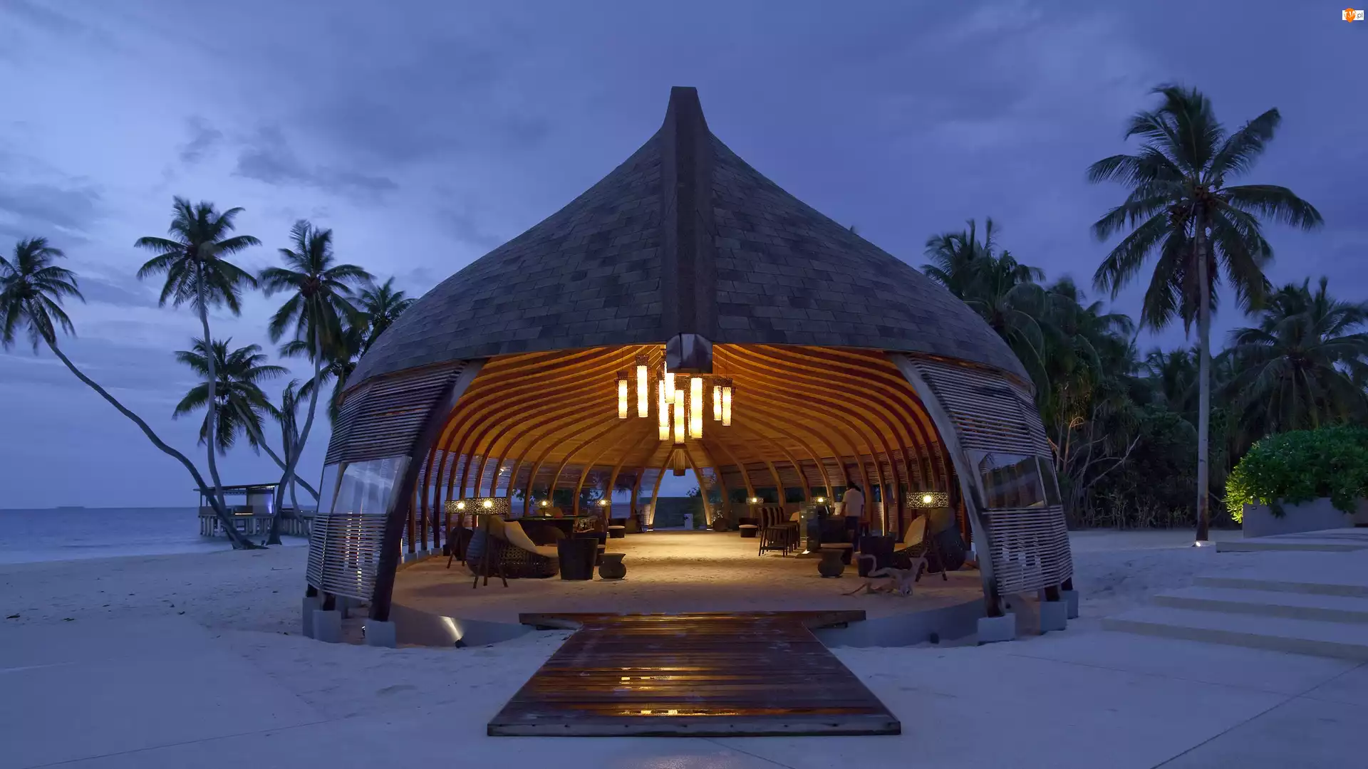 Malediwy, Restauracja, Plaża, Tropiki