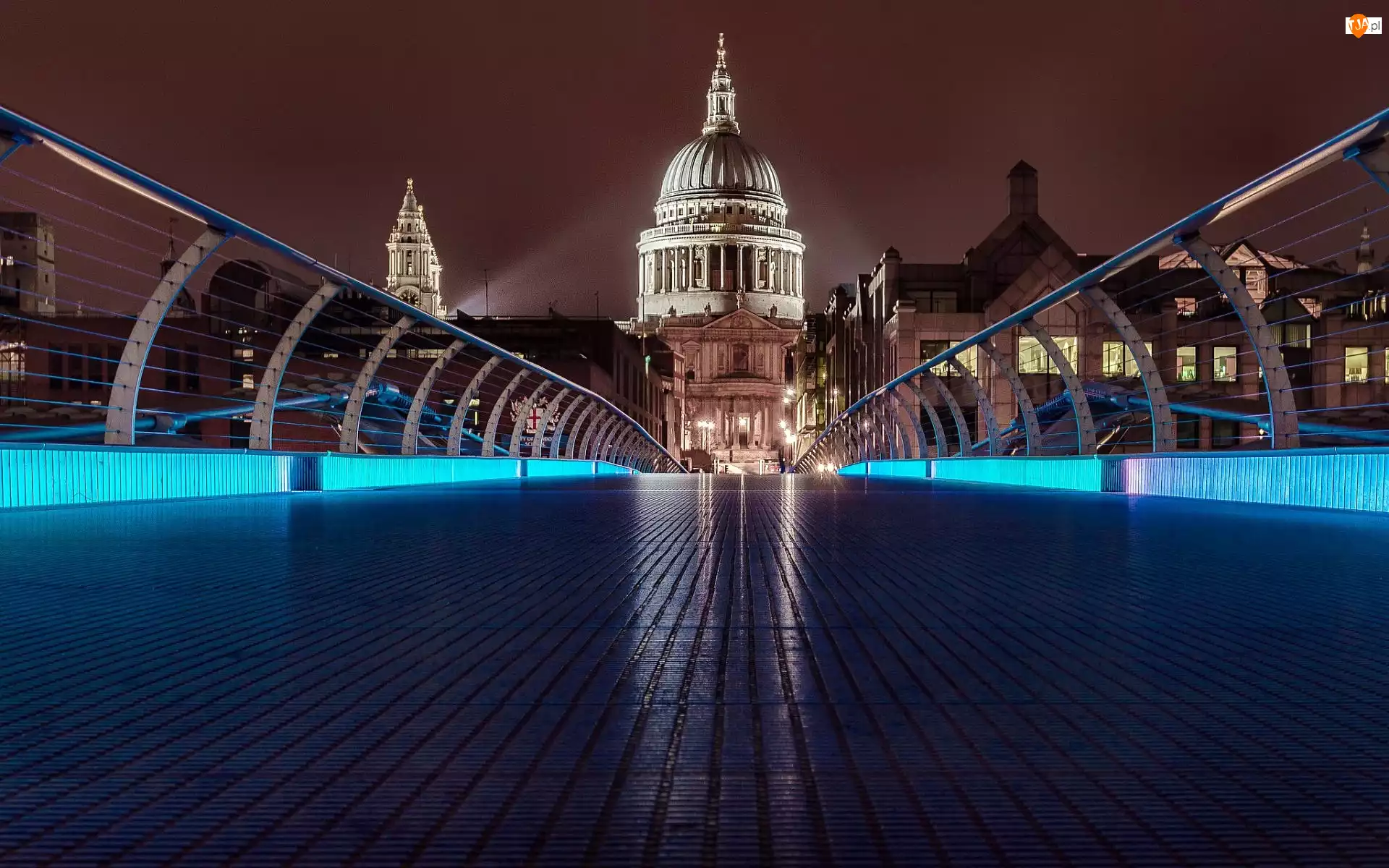 Oświetlony, Londyn, Most, Katedra