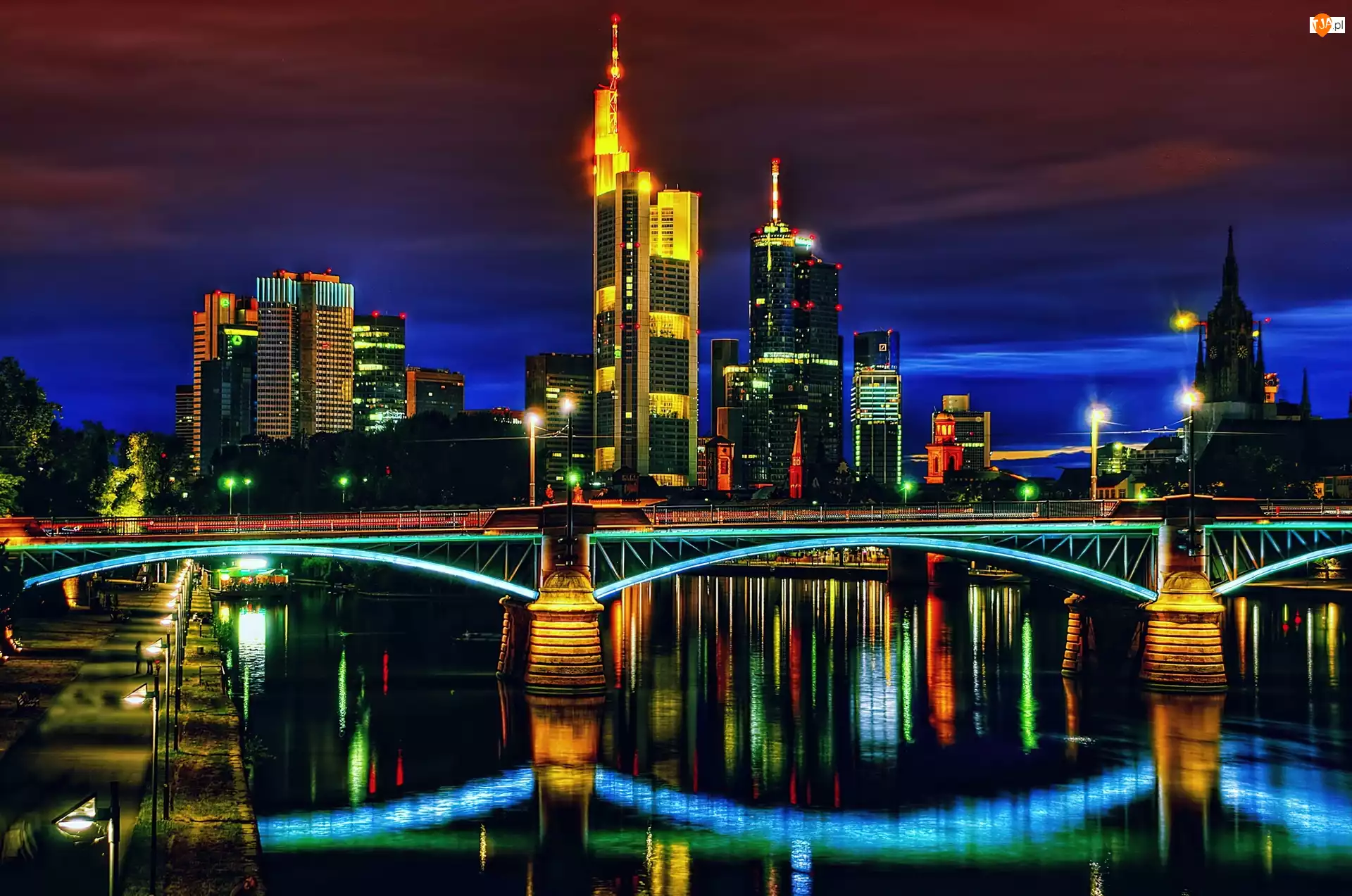 Miasta, Niemcy, Most, Frankfurt, Panorama