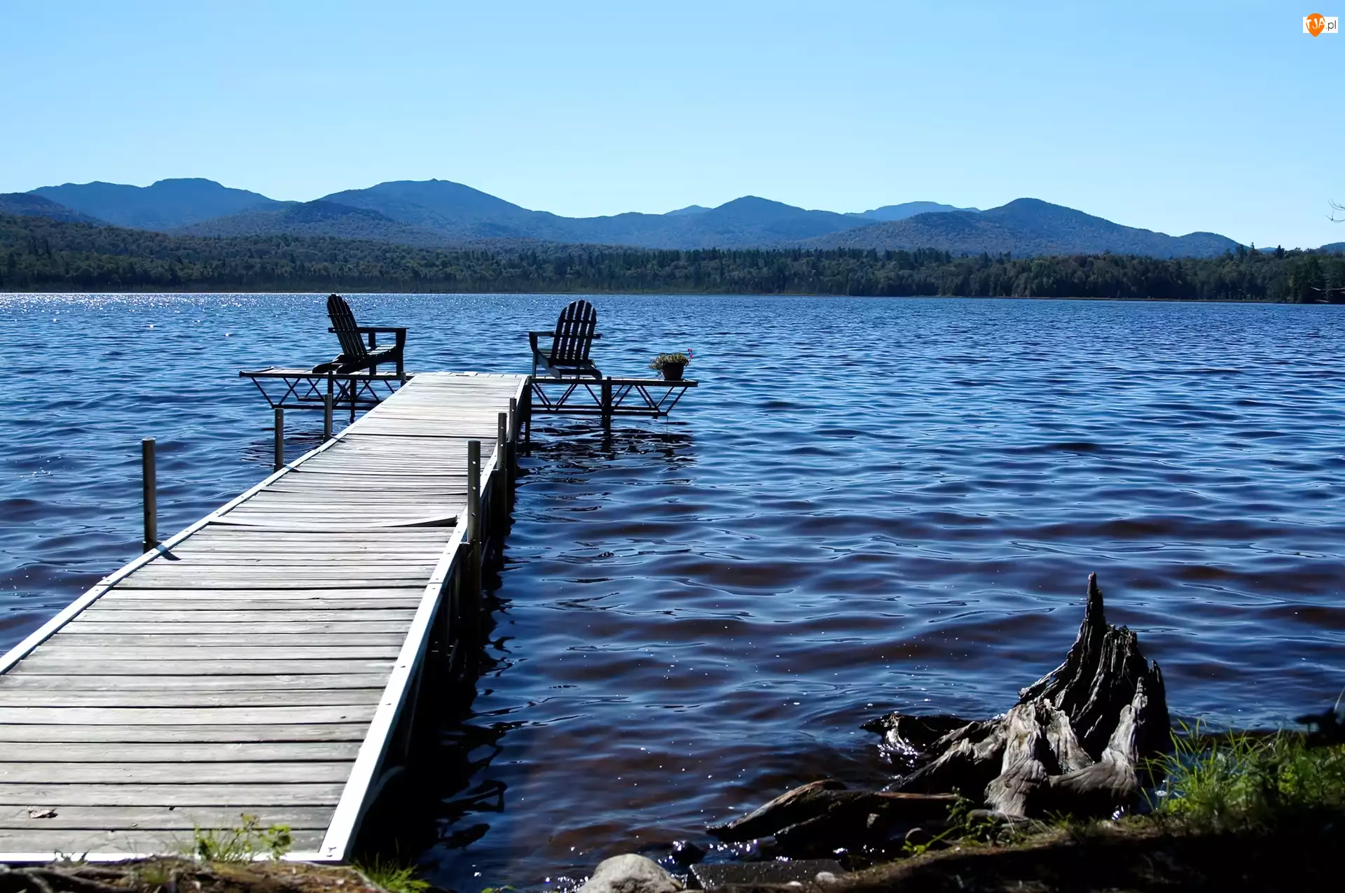 Jezioro, Adirondack, Góry, Pomost, Oseetah