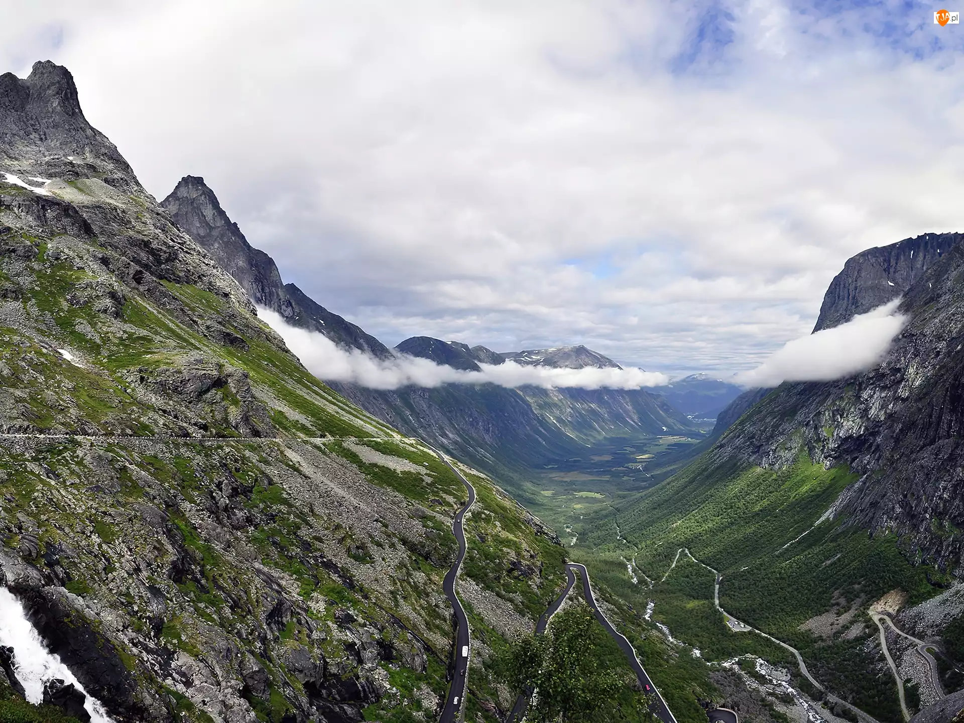 Norwegia, Chmury, Droga, Góry