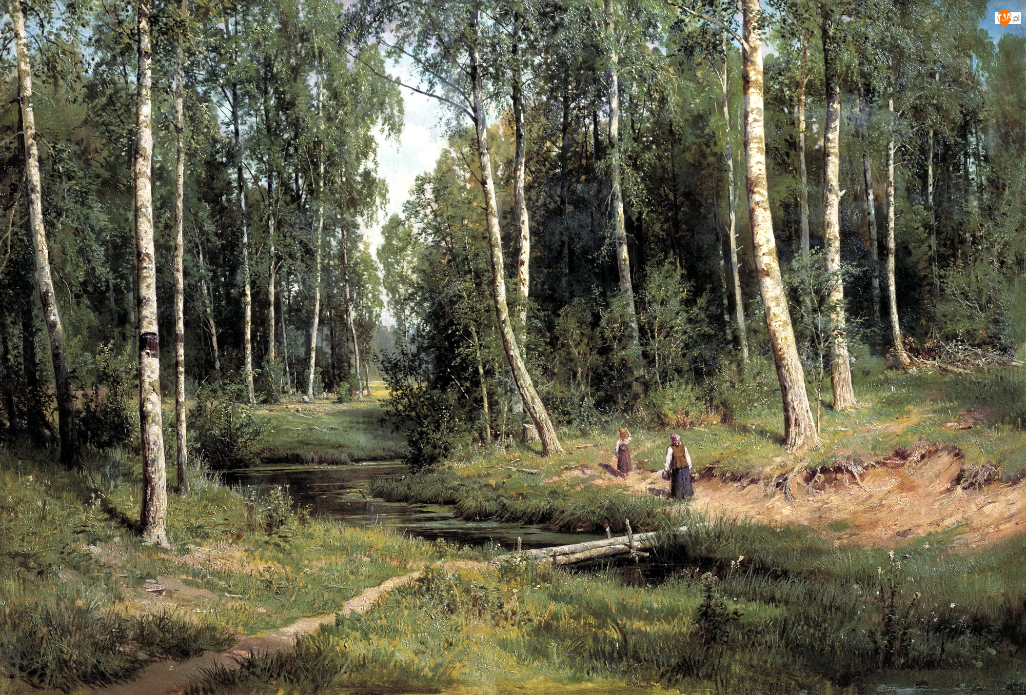 Strumień w brzozowym lesie, Obraz, Iwan Szyszkin