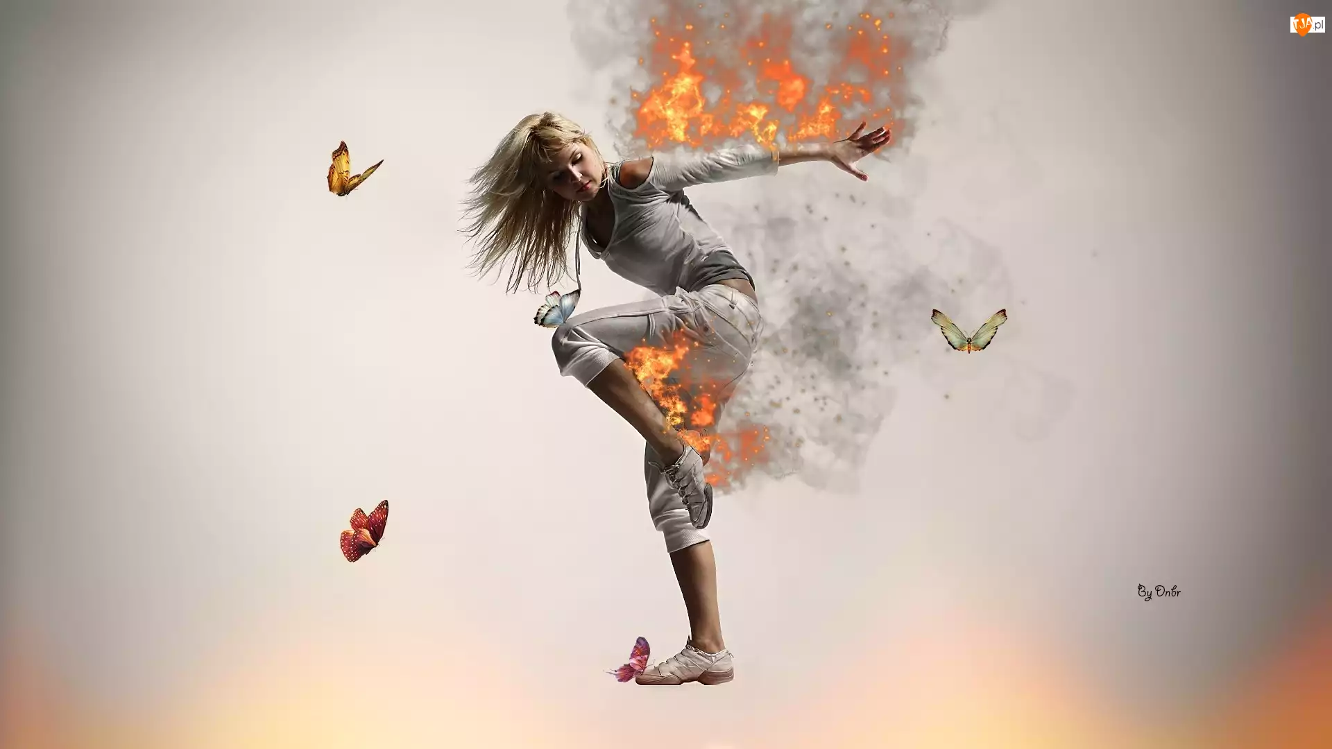 Motyle, Dziewczyna, Taniec, Ogień