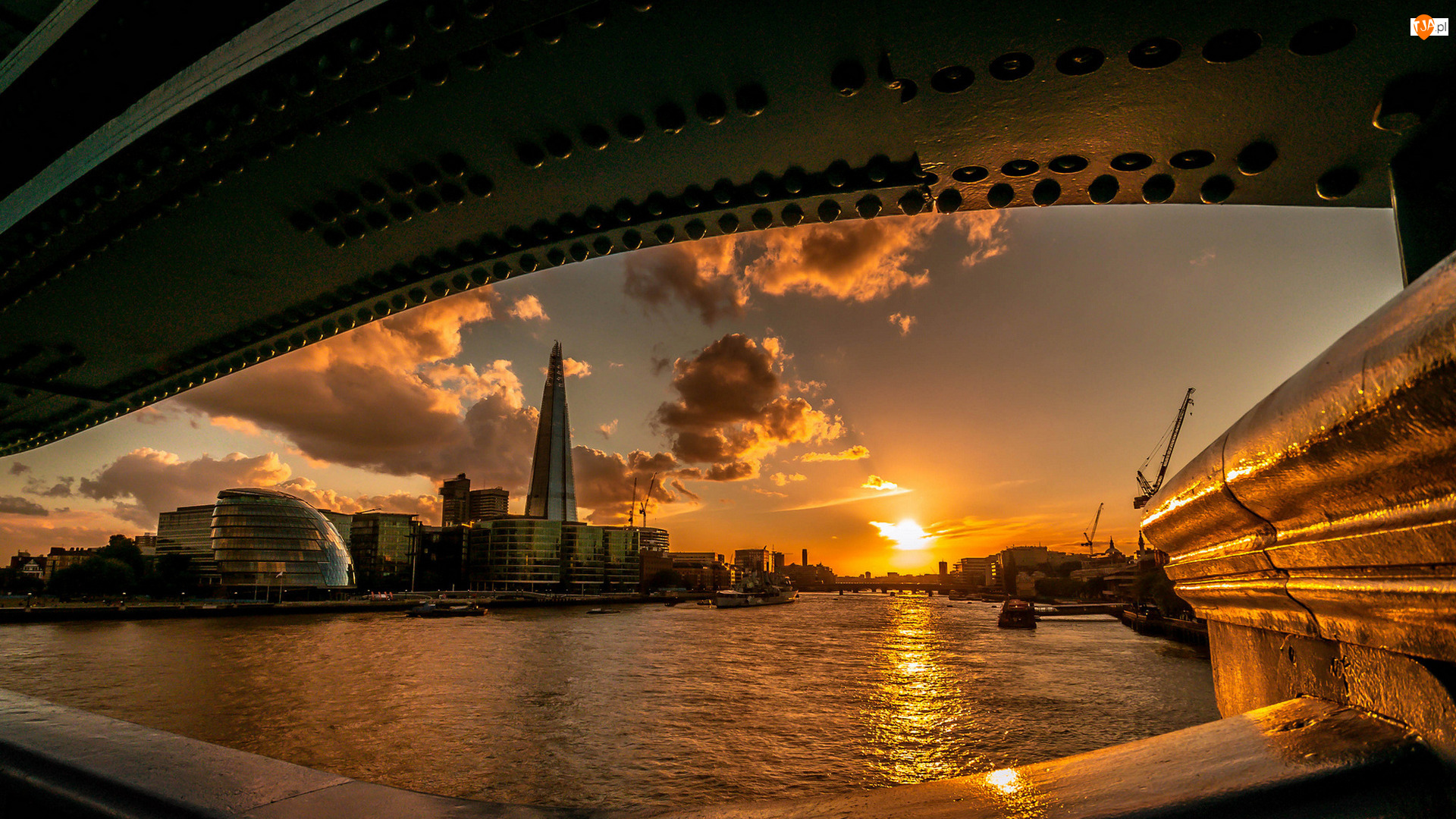 Londyn, Most, Zachód, Rzeka, Słońca