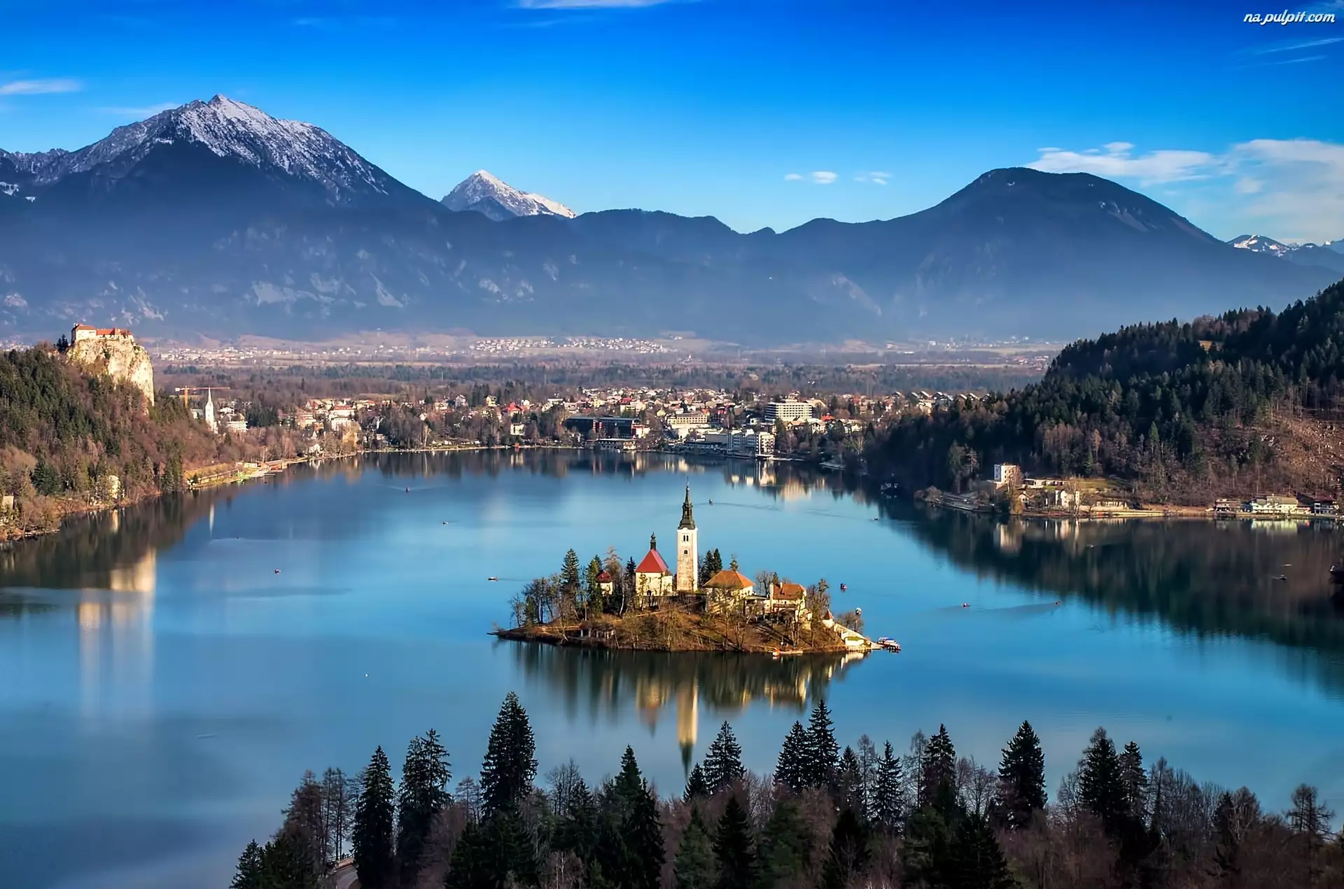 Słowenia, Góry, Wyspa, Jezioro, Bled