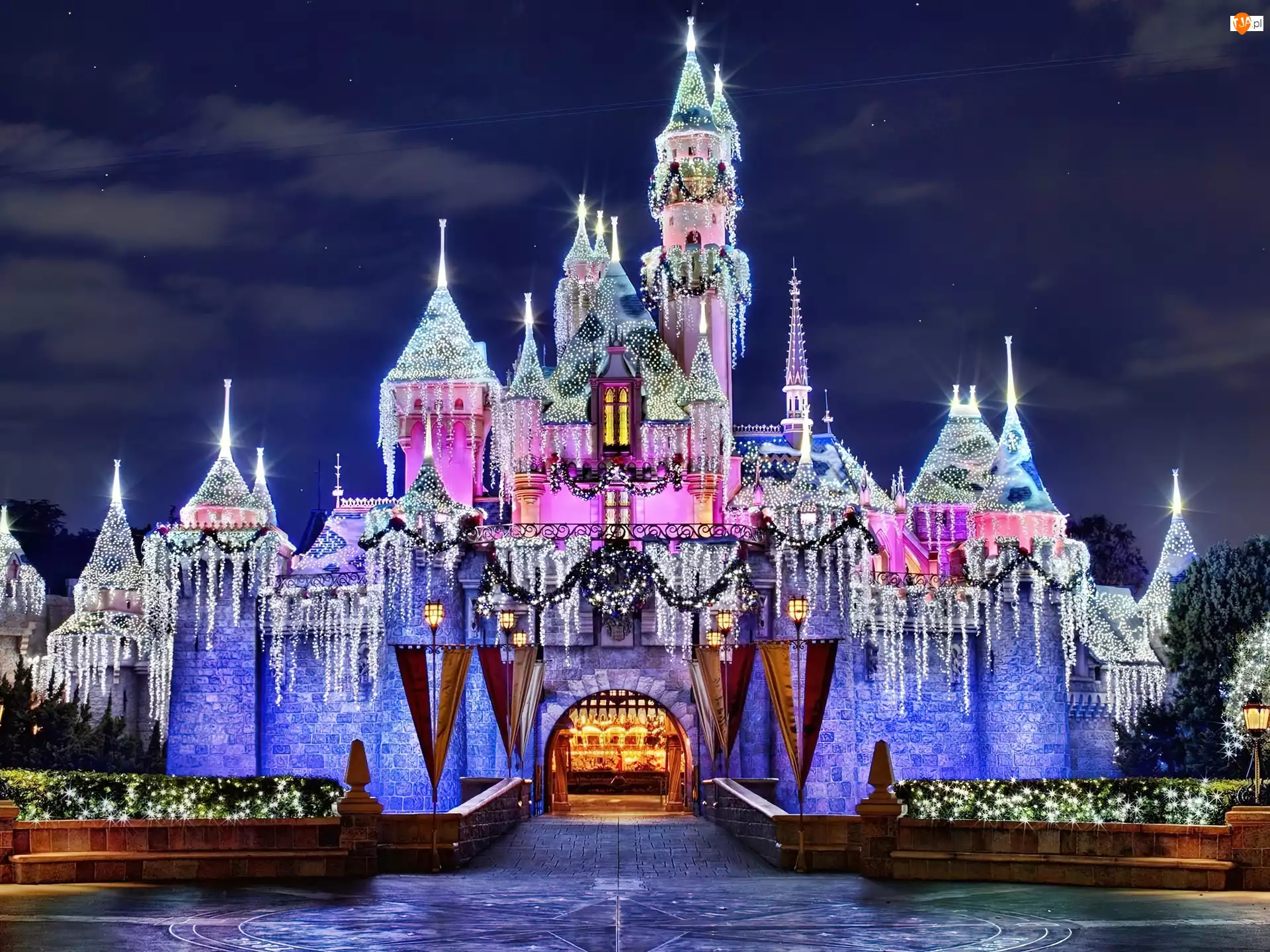 Disneyland, Świąteczny, Zamek, Roszpunki
