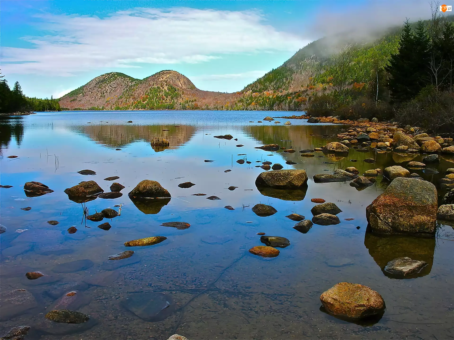 Park Narodowy Acadia, Kamienie, Stany Zjednoczone, Góry, Stan Maine, Jezioro Jordan Pond
