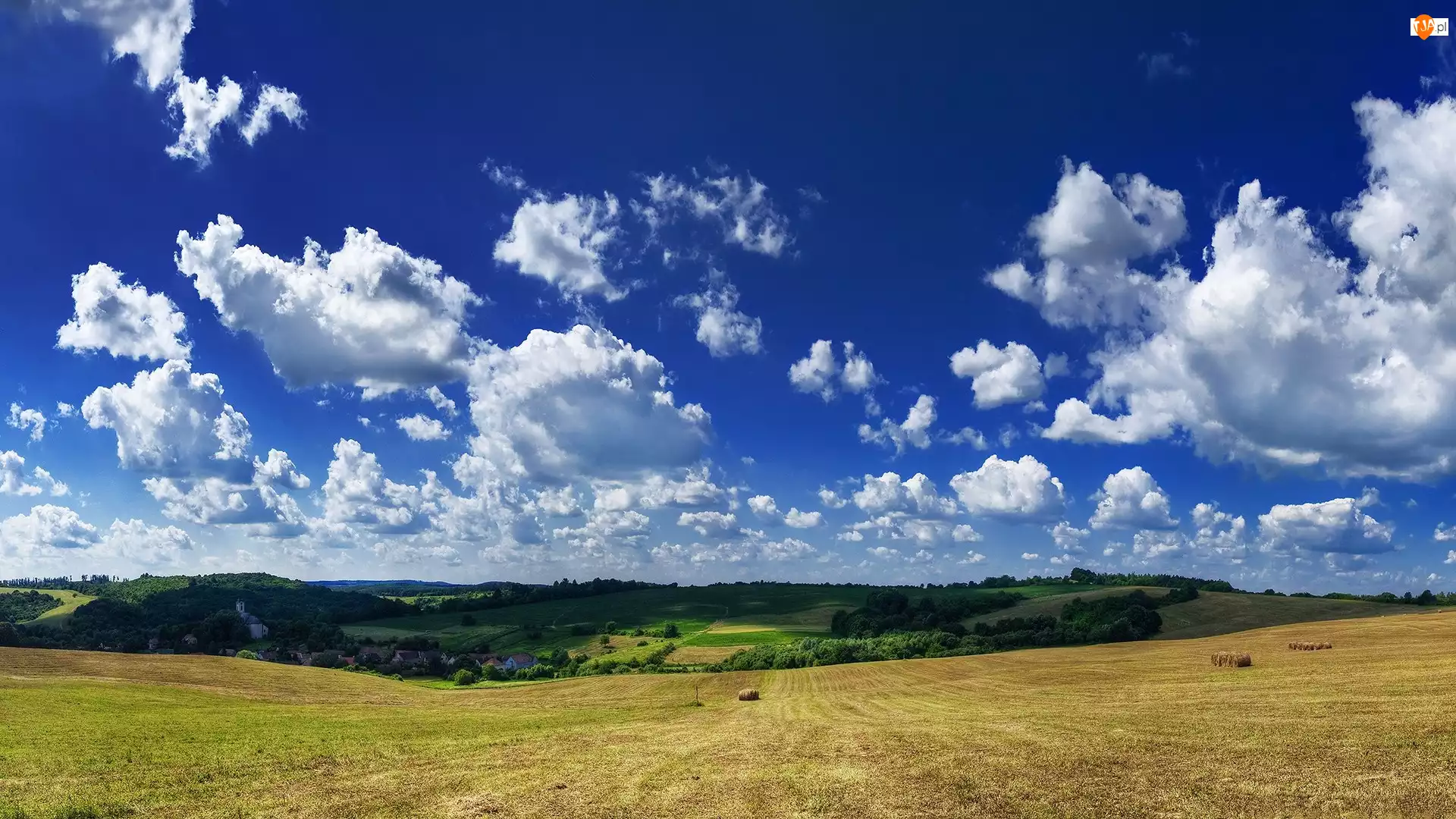 Panorama, Farmy, Pola, Chmury