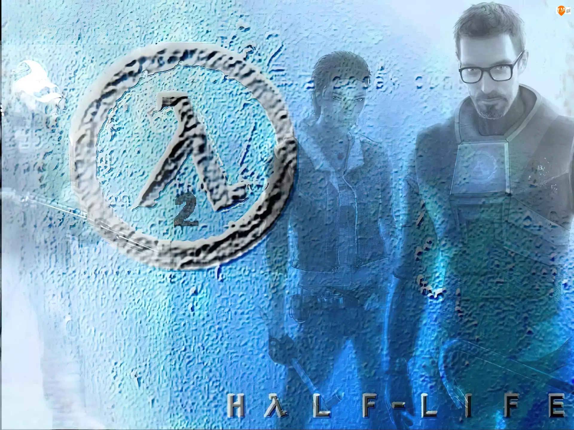 logo, Half Life 2, mężczyzna, postać, kobieta