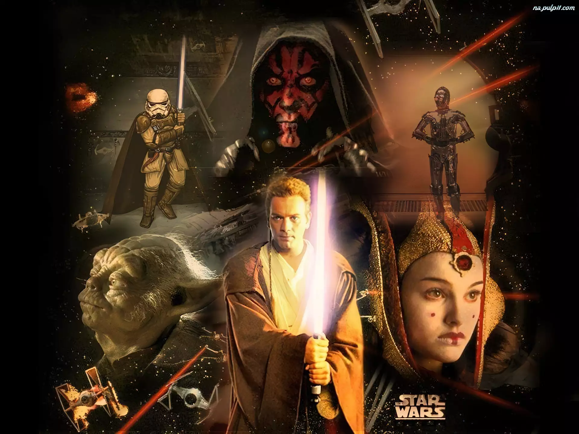 Star Wars, Ewan McGregor, Yoda, laser, Natalie Portman