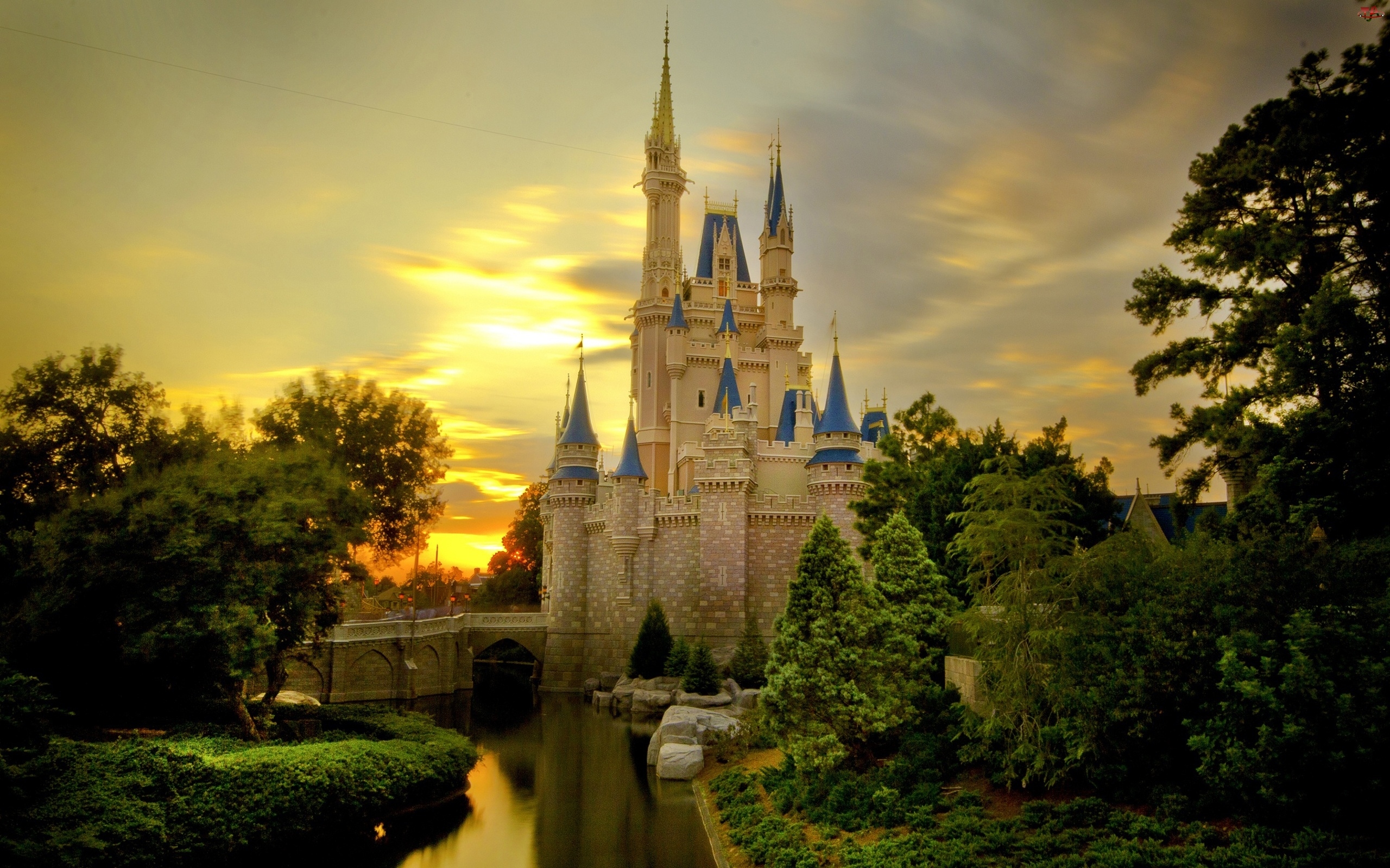 Zieleń, Zamek, Disney World, Rzeka