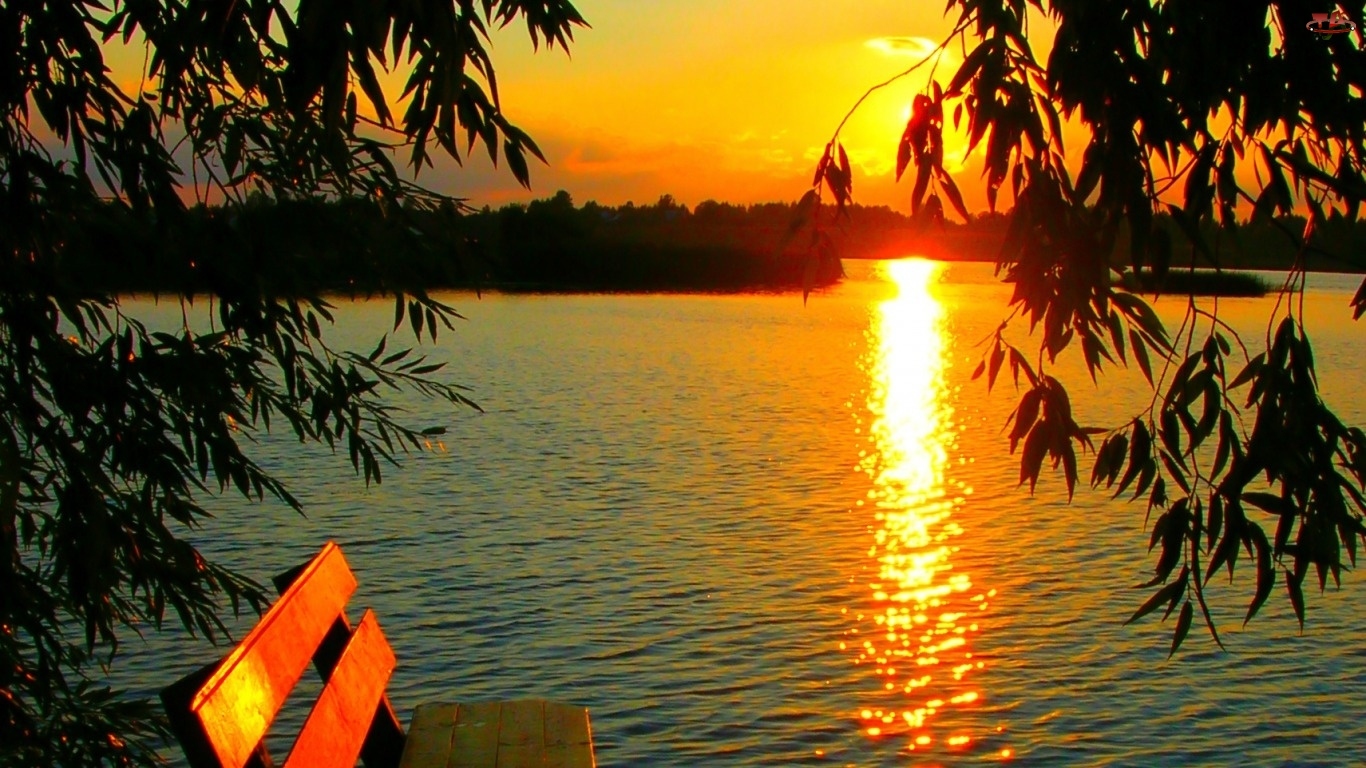 Jezioro, Wschód, Słońca