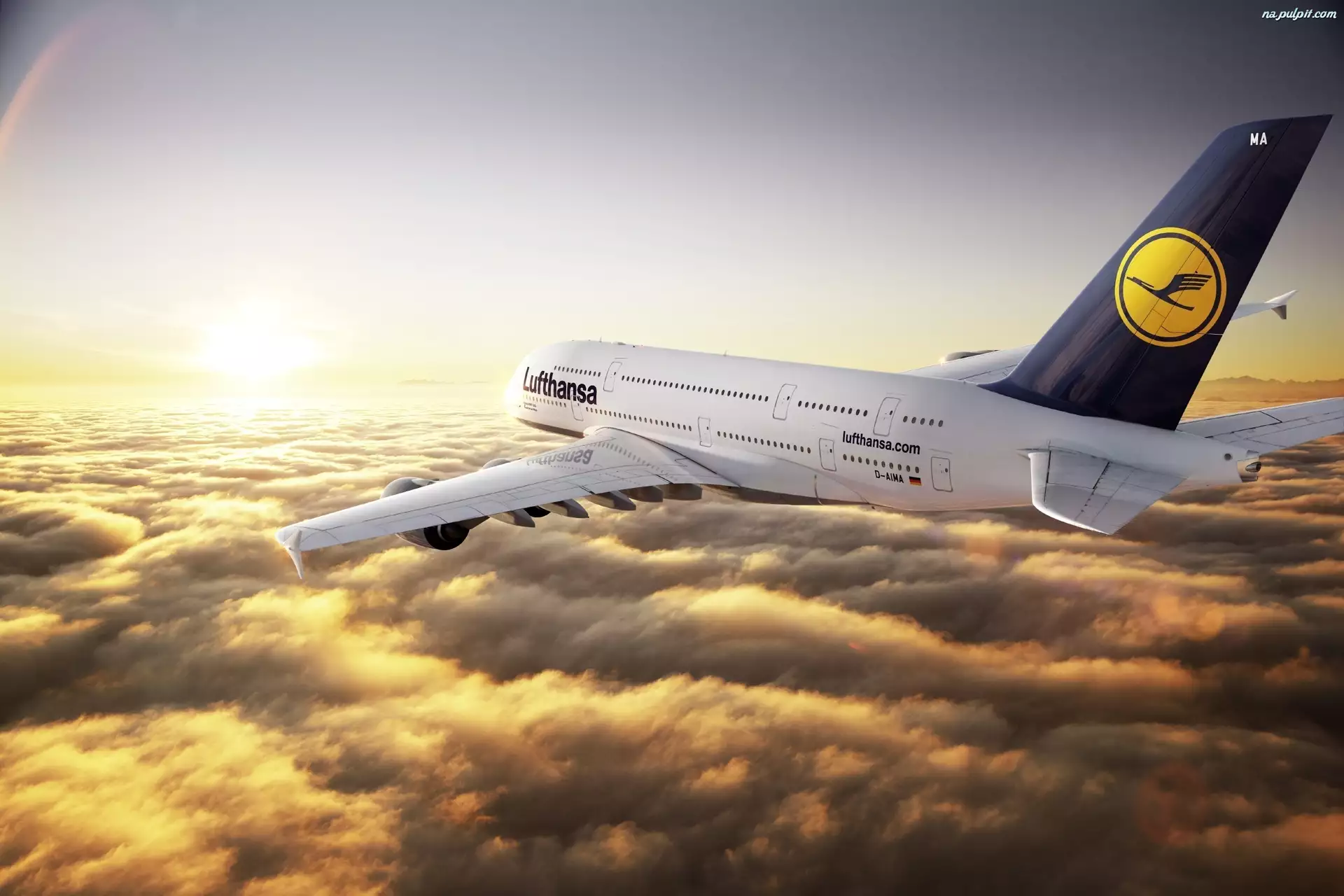 Chmury, Samolot, Airbus, A380