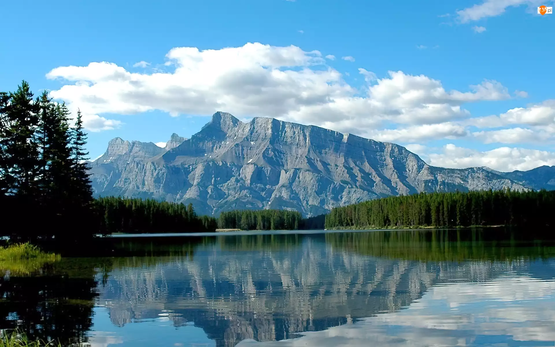 Góry, Jezioro, Park Narodowy Banff, Kanada, Lasy